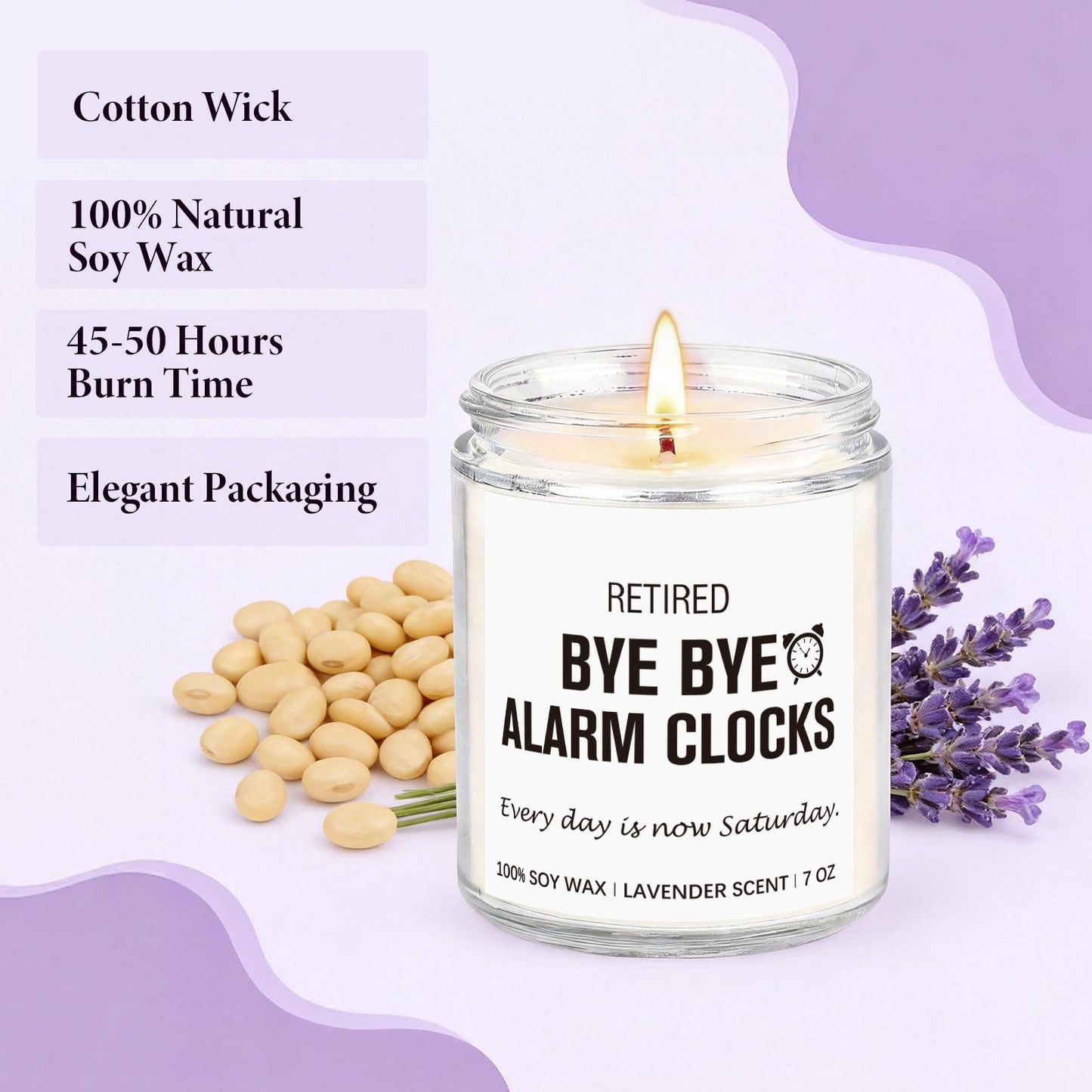 SEVENWELL Retirement Gift Lavender Scented Candle for Women Men, Funny Soy Candle, 7 oz Jar Candle Used for Coworker Leaving Boss Farewell Gift, Stress Relief Aromatherapy