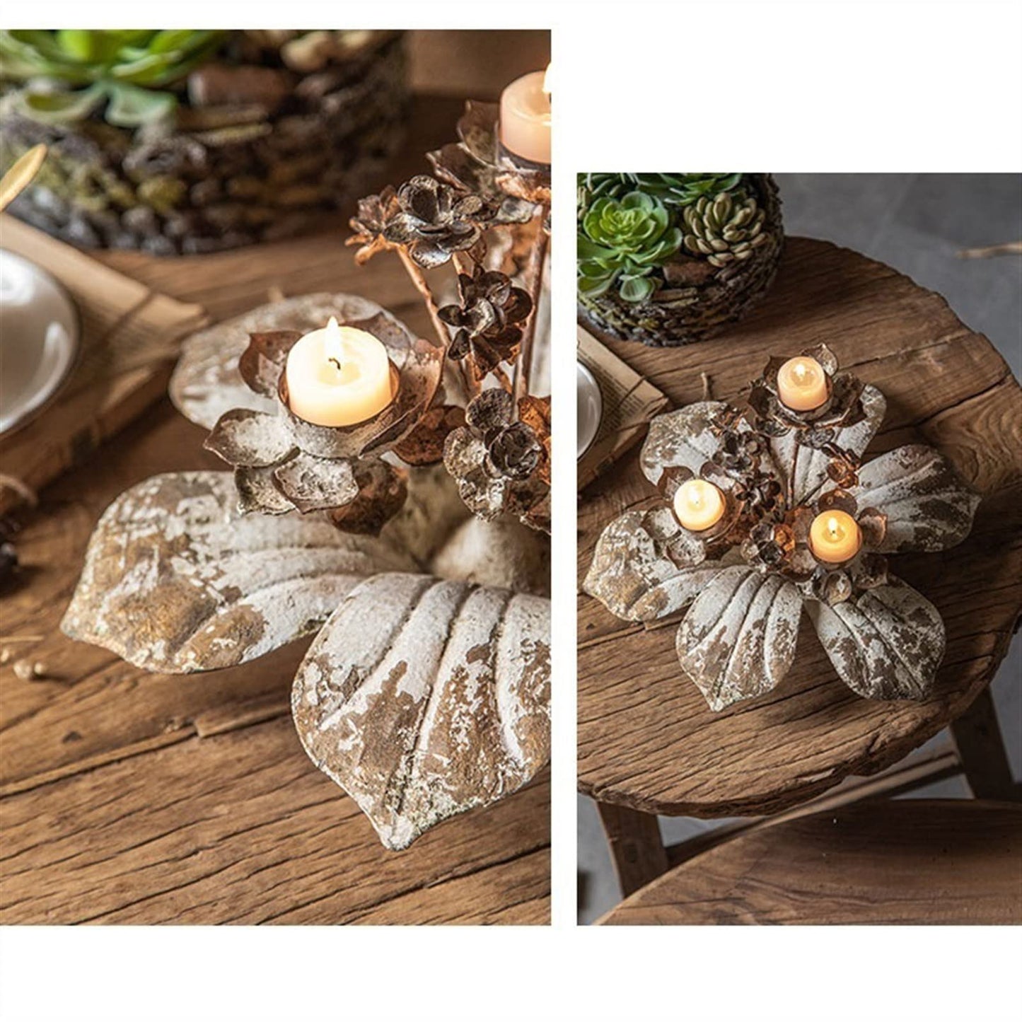 cfycfy987 Candelabra European Style Retro Flower Candlestick Iron Old Table Decoration Wedding Party Decoration Shooting Props Candle Sticks Holder