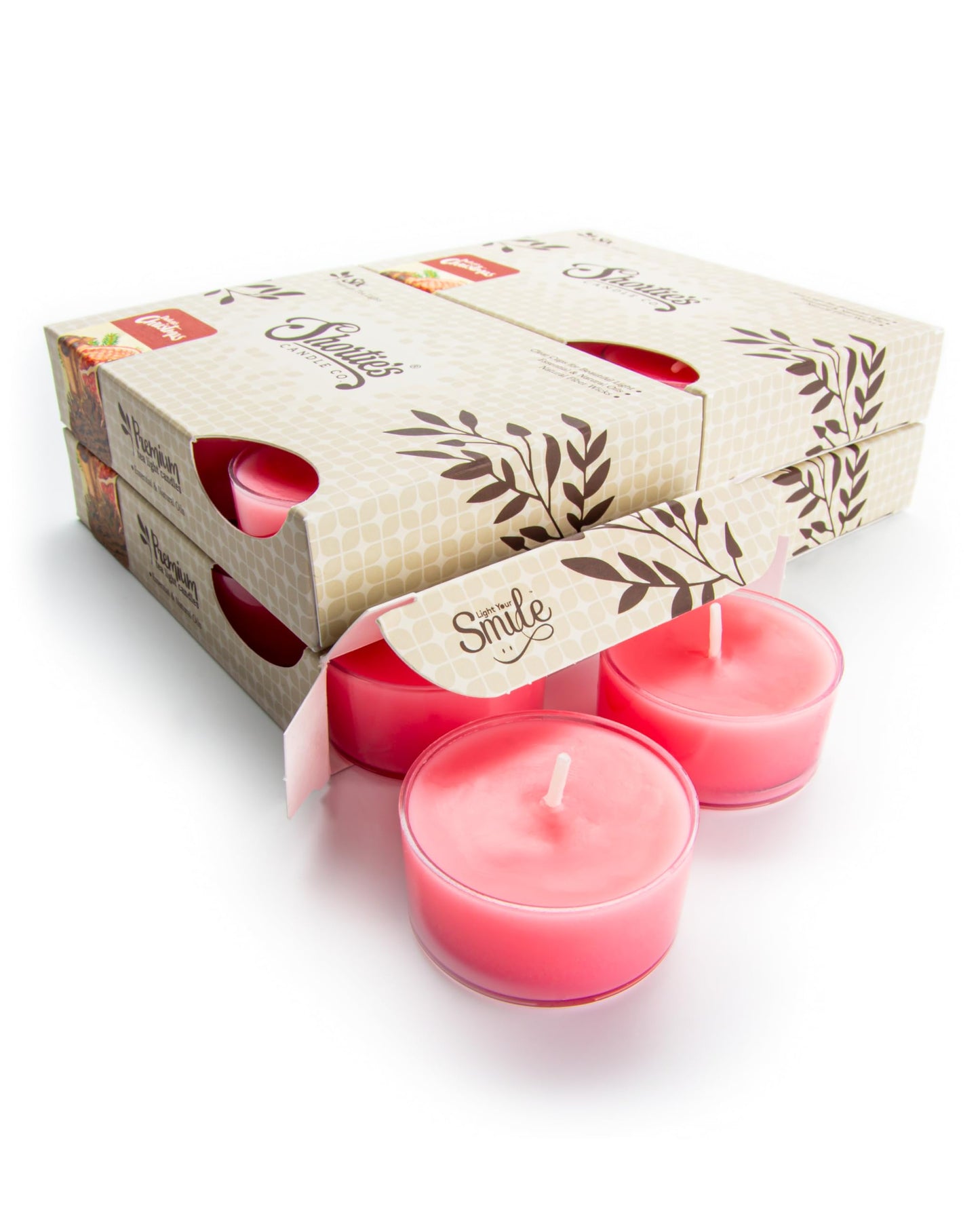 Dickens Christmas Premium Tealight Candles Bulk Pack - 24 Pink Highly Scented Tea Lights - Beautiful Candlelight - Made in the USA - Christmas & Holiday Collection