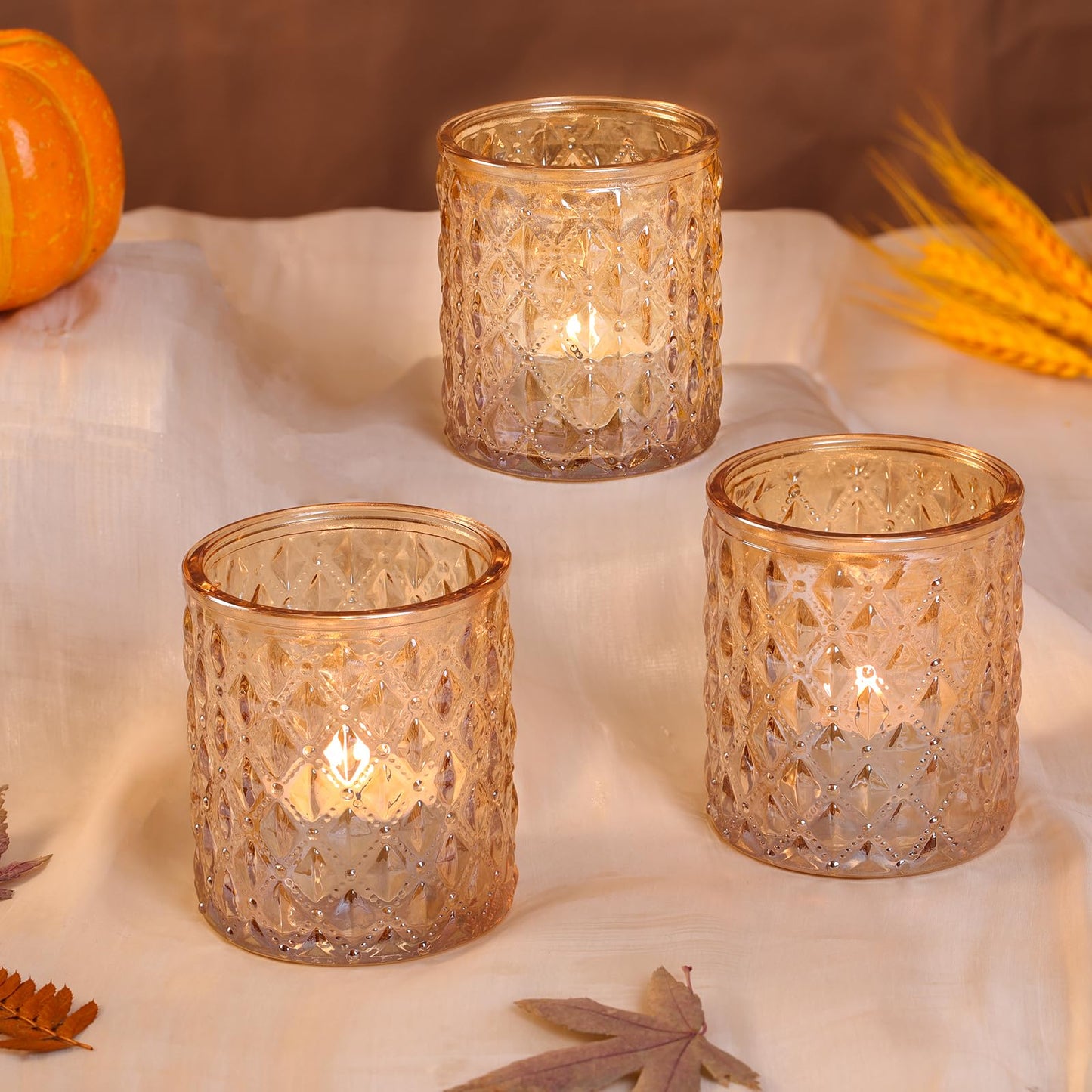 8 Pcs Large Votive Candle Holders Gold Tea Light Candle Holders Glass Candle Holder for Wedding, Bridal Shower, Table Centerpiece, Party, Home Decor