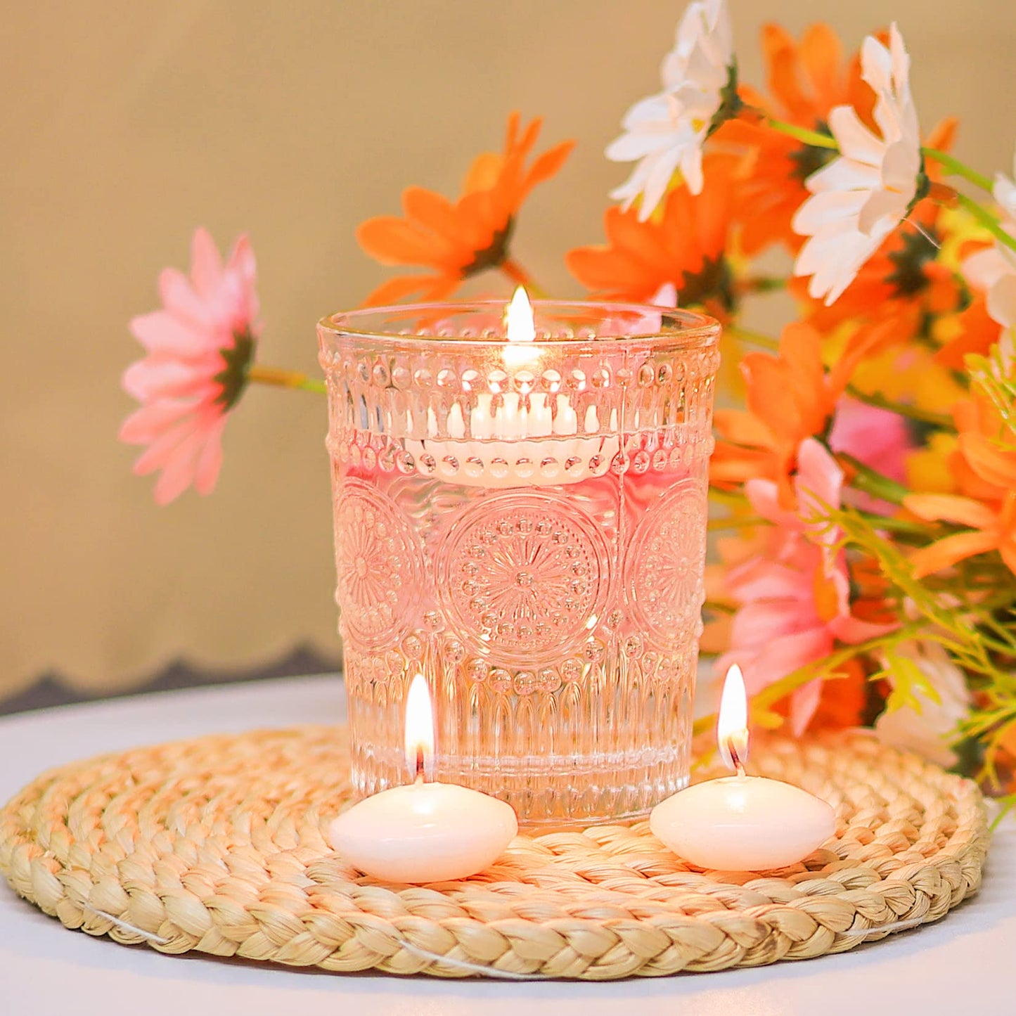 Floating Candles Centerpieces - 20 Pack 2 Inch Floating Candles for Centerpieces, Nice for Halloween, Christmas, Thanksgiving, New Year & More - Good for Home Decor & Centerpieces (White)