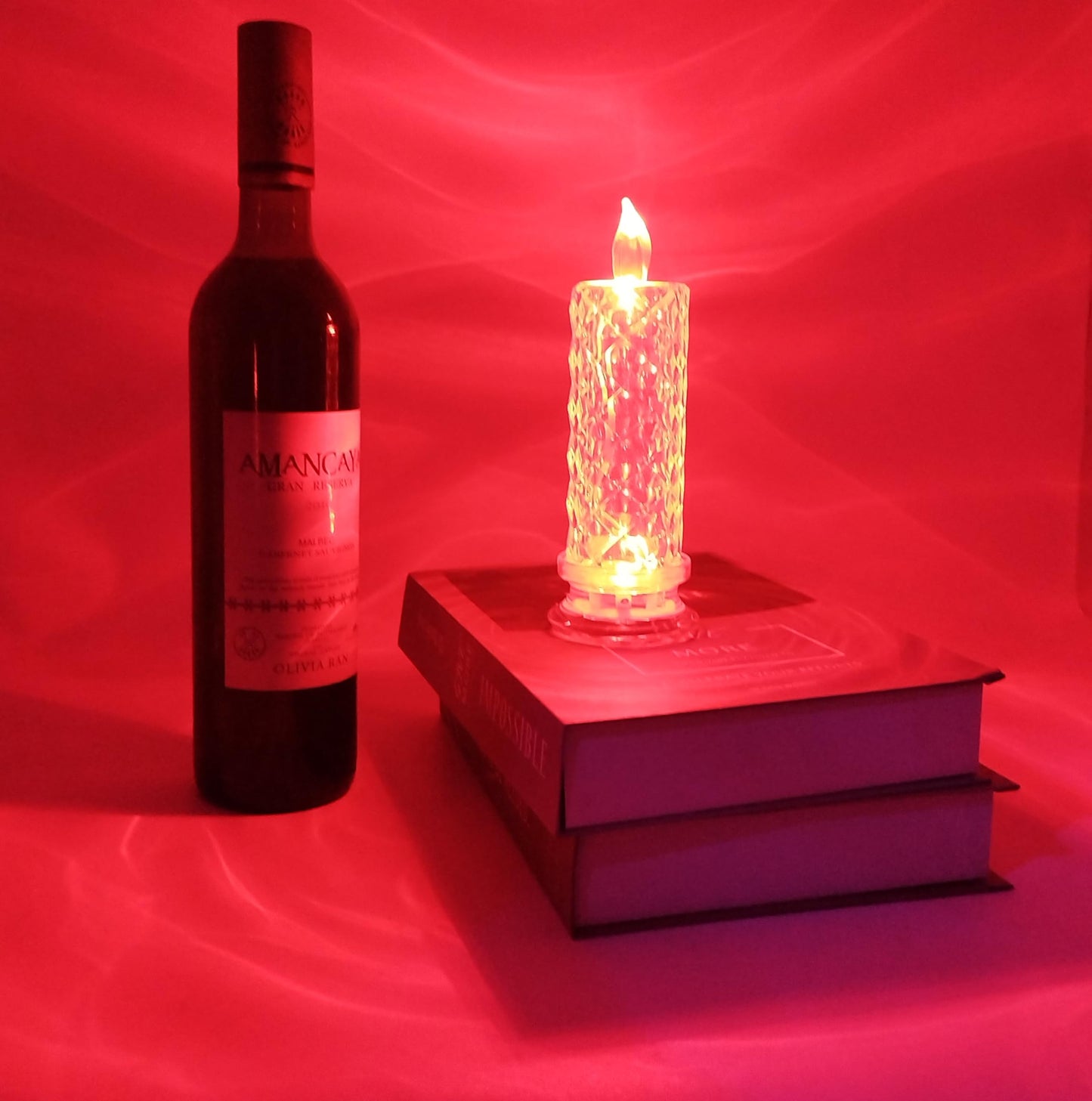 klexcol Rose Shadow LED Flameless Candles(D:2.5" x H:7.2"), Rechargeable Operation, Decoracion for Valentine Wedding (4pcs)