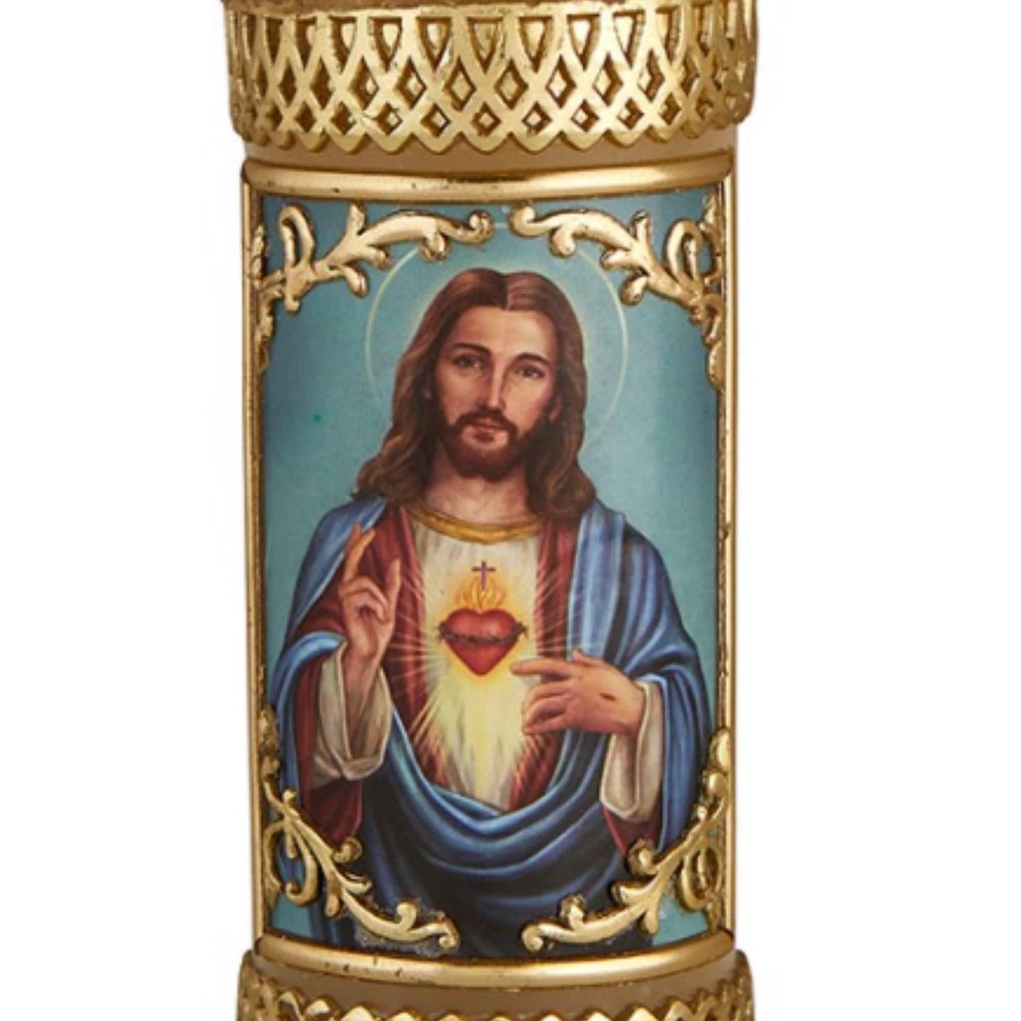 Needzo Sacred Heart of Jesus Prayer Candle, Devotional Unscented Pillar Candles Decoration for Churches or Homes, 4.75 Inches