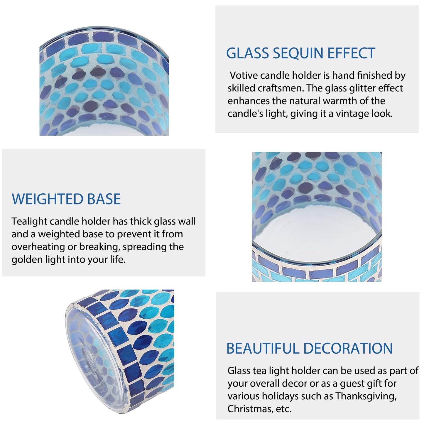 Glass Votive Candle Holder for Tealight, Mosaic Glass Tealight Candle Holder, Handmade Romantic Aromatherapy Candle Lamp Candle Jar Cup for Wedding Centerpiece Party Table Decorations