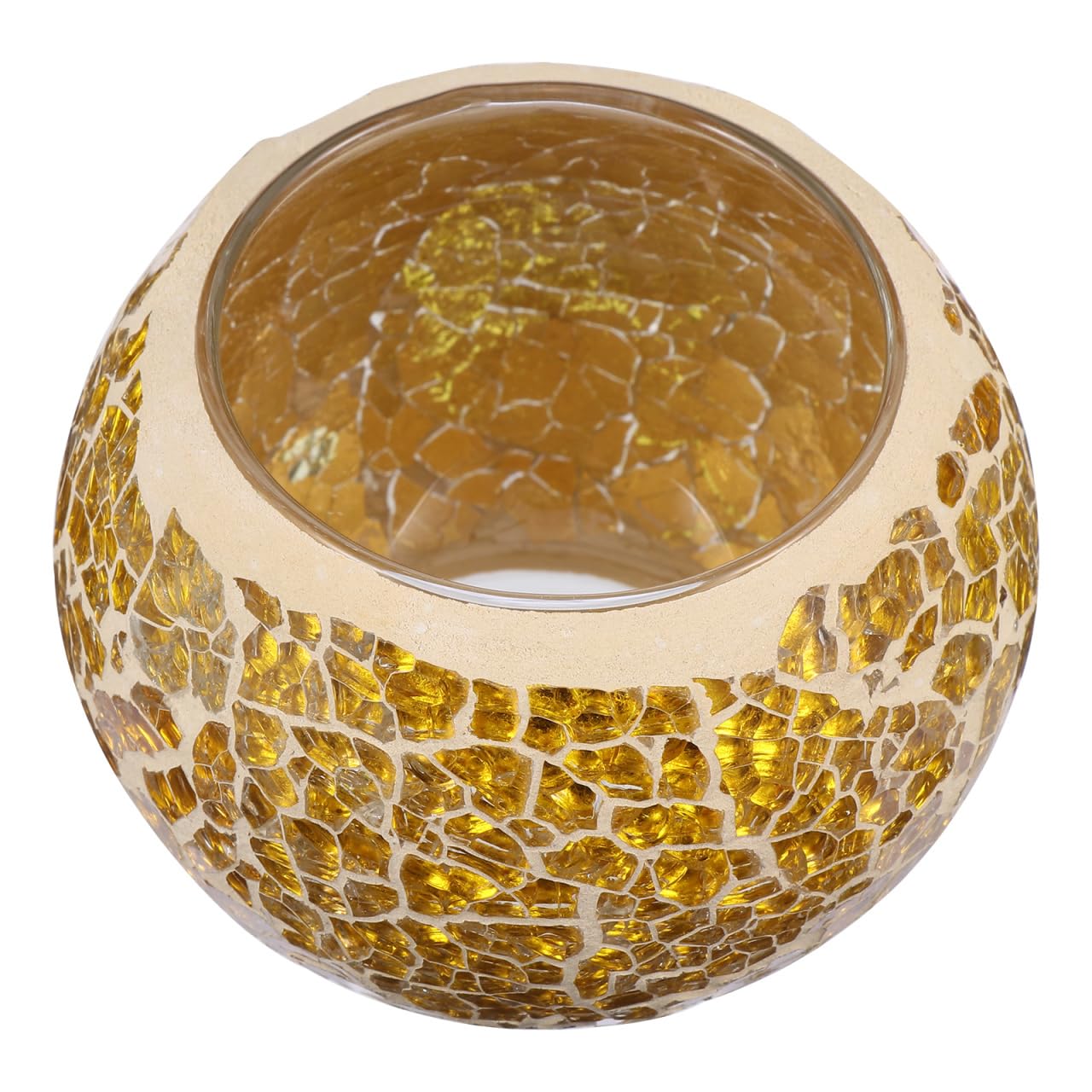 Amosfun Glass Candlestick Decoration 3.35 Inch Mosaic Candle Holder for Tea Light Candles Home Party Table Centerpiece