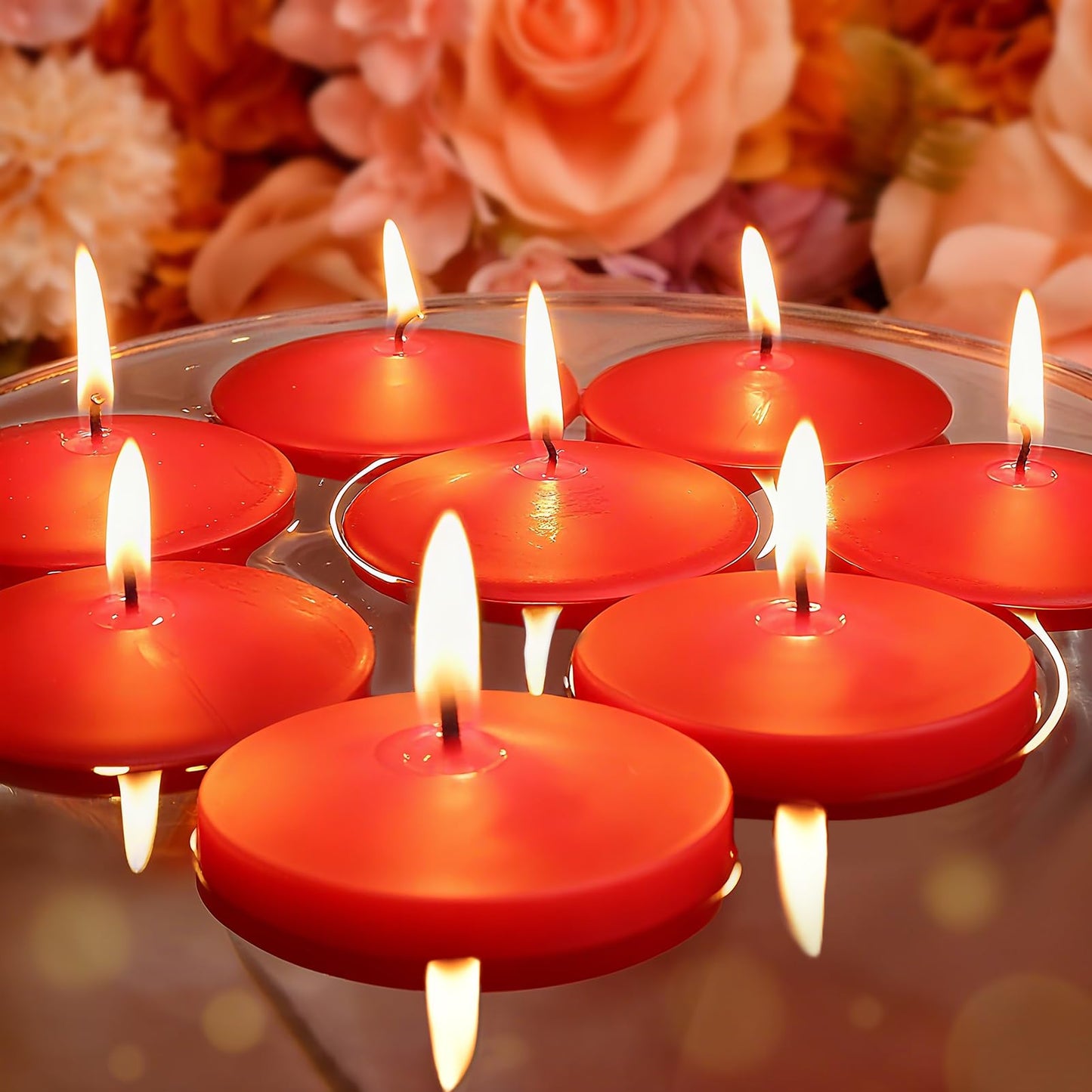 3 inch Floating Candles 36 Packs Red Floating Candle for Centerpieces 8-9 Hours Floating Candles 3” Water Candles for Cylinder Vases, Pool, Wedding, Mother's Day, Party
