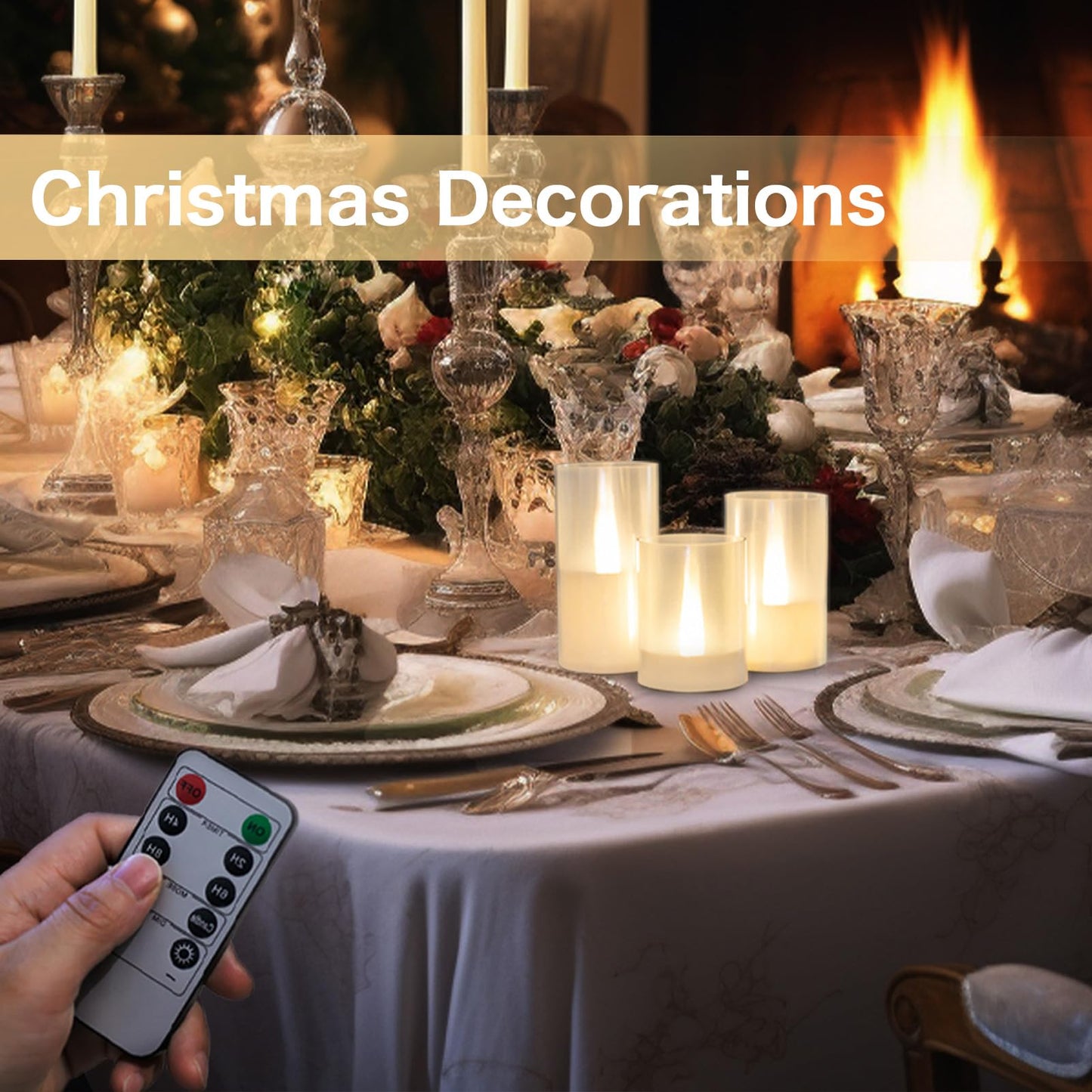 LANKER Flameless Candles with Remote Control and Timer, Battery Operated LED Pillar Candles, Romantic Light, Set of 3 (Warm White)