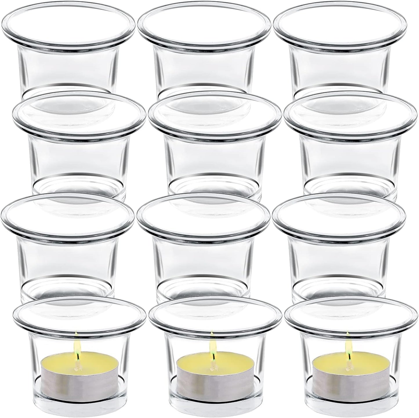 Tealight Candle Holder Set of 12,Glass Votive Candle Holders,Clear Tea Light Holders Bulk for Wedding Holiday Birthday Party Dinner & Home Decor