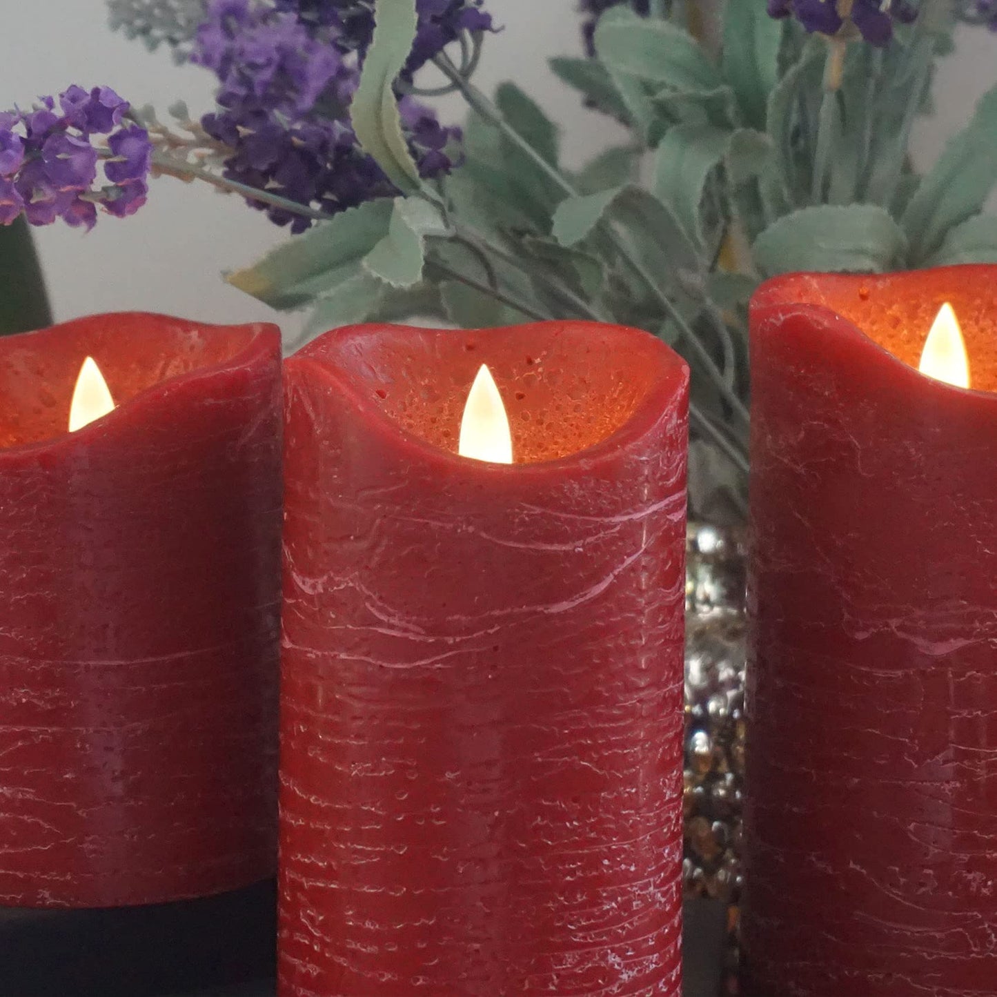 Real Wax Battery Operated Flameless Pillar Candle with Remote and Cycling Timer Realistic Flickering Electric Tall LED Light for Wedding Dinner Party Christmas Centerpiece Fireplace Decor 3 Pack Brown