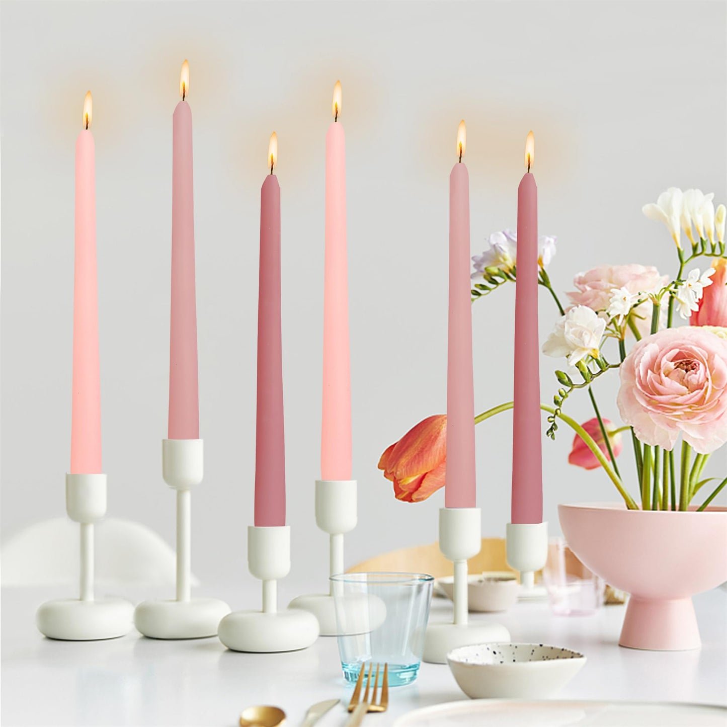 Gedengni Scented Candle Taper Candlesticks,10 Inches Pink Tapered Candles Rose Candle Sticks Colorful Candlestick for Wedding Home Party Dinner,Pack of 6 (8D6PC-PIKMIX)