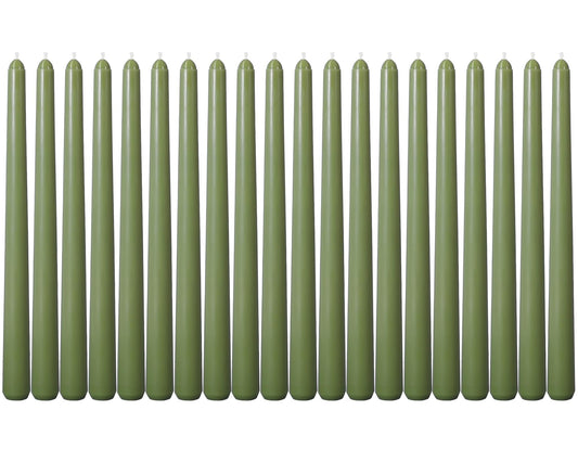 Viyffo Taper Candles, 10 Inch, 20 Pack, Olive Glow – Unscented, Dripless & Smokeless Design, Up to 8 Hour Burn – Long Tall Taper Candlesticks for Wedding, Dinner & Home Decor