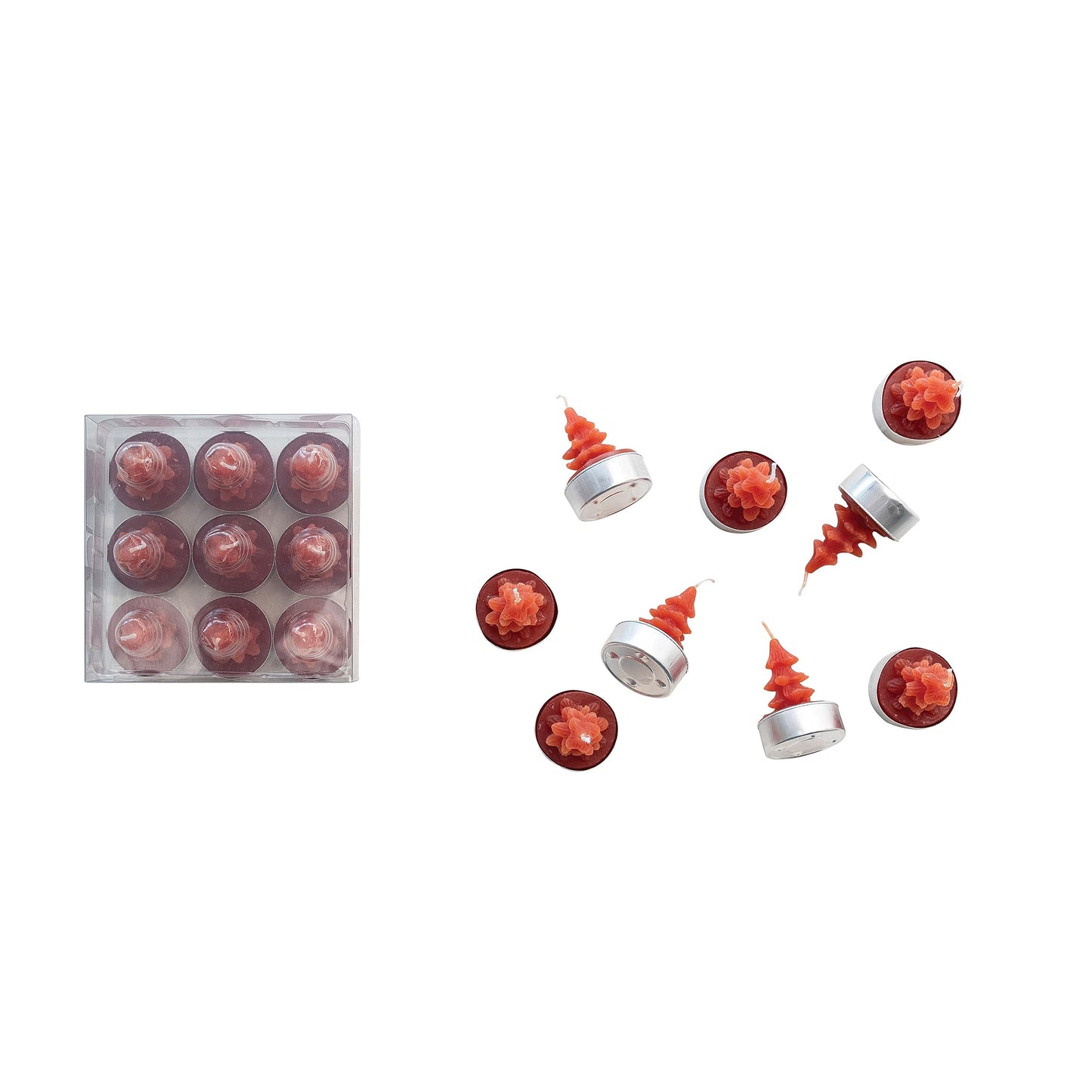 Unscented Tree Tea Lights, Holly Berry Color, Set of 9