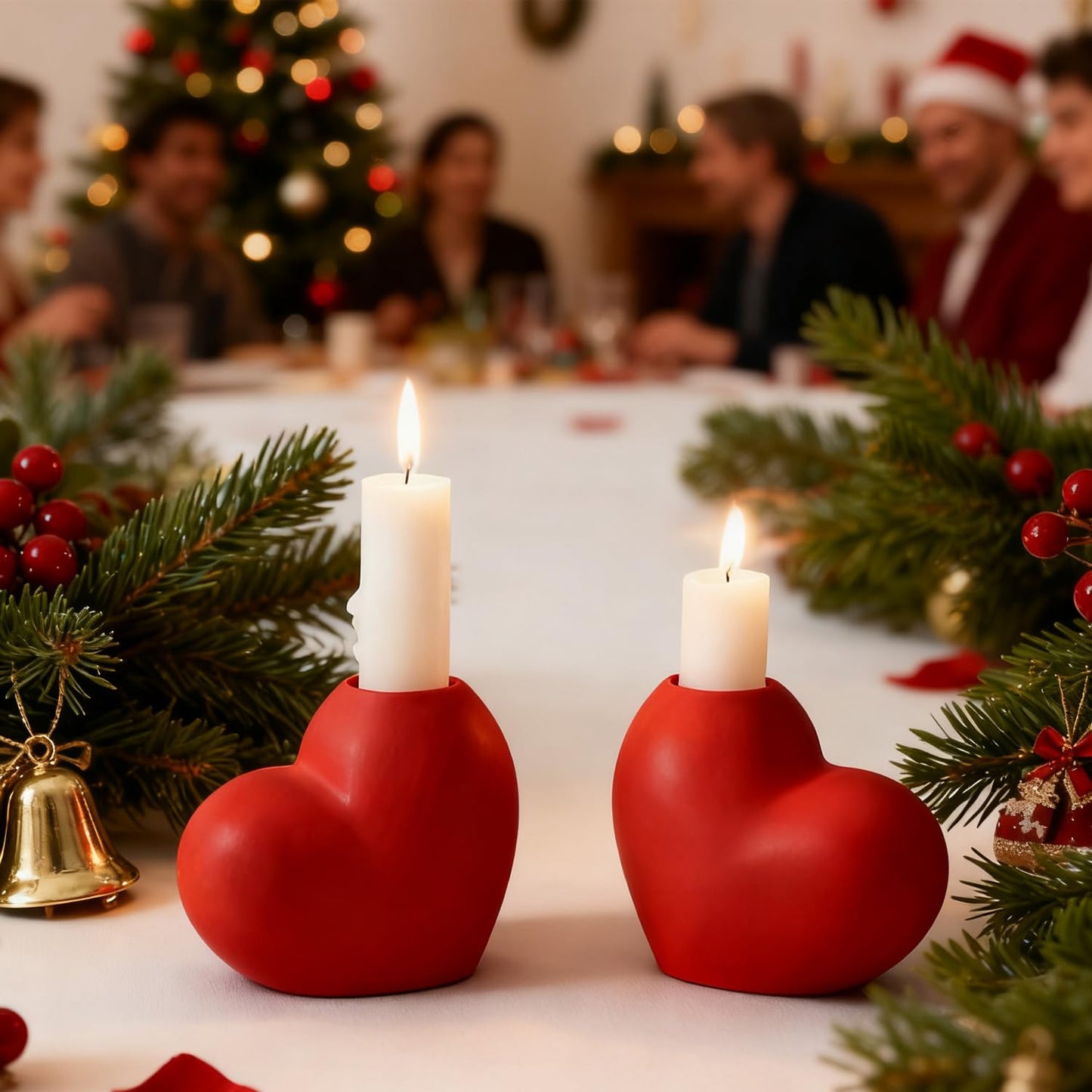 Candlestick Holders, Heart Taper Candle Holder, Candle Holders for Pillar Candles, Love Candle Holder for Valentine's Day Weddings Holiday Fireplace Party Housewarming&Christmas Décor Dining Home-084