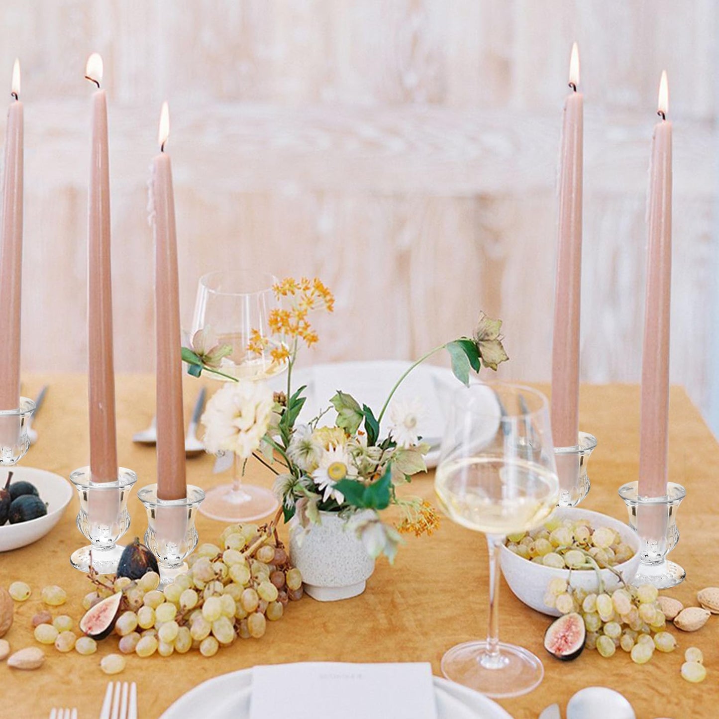 18Pcs Glass Taper Candle Holders Bulk Clear Crystal Candle Stick Candle Holders Elegant Tapered Candlestick Holders Bulk Glass Candlestick for Table Centerpiece Wedding Party Christmas Thanksgiving