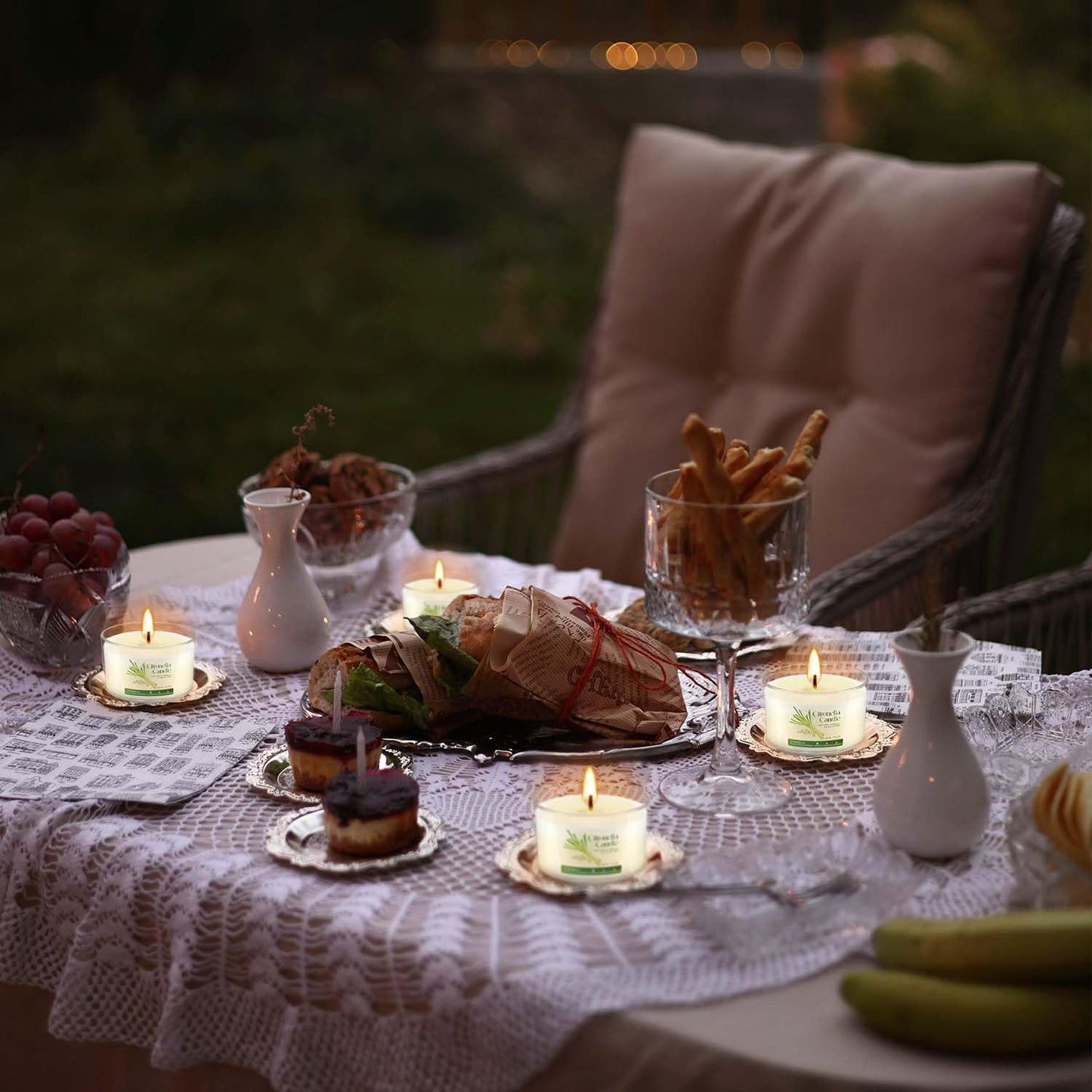CAKETYCG 40-Pack Citronella Scented Tealight Candles -Outdoor Candles Natural Soy Wax Candle Bulk, Smokeless & Long-Lasting for Yard, Picnic, Camping Outdoor Comfort.