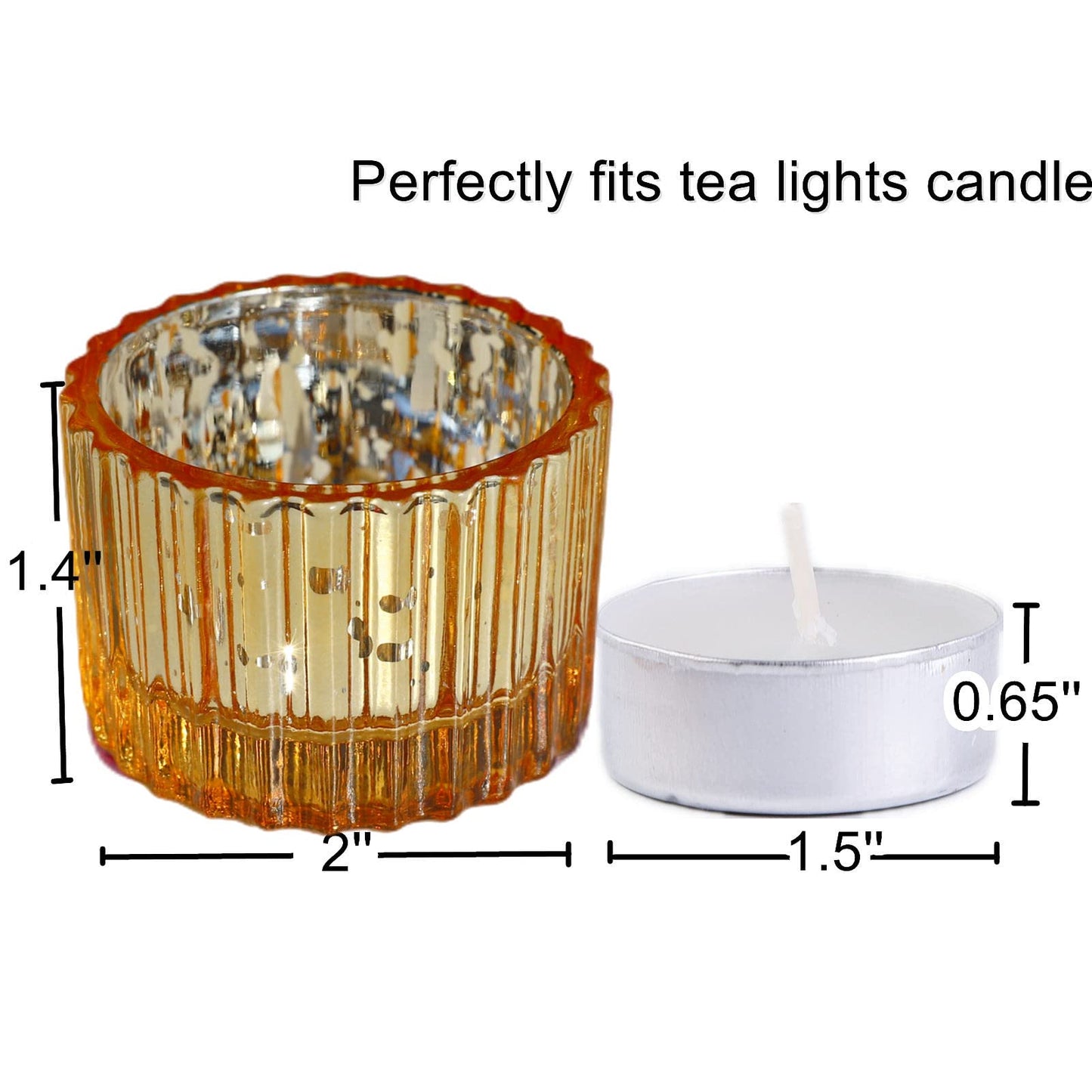 VOHO Gold Candle Holders for Wedding Dinner Party, Tealight Candle Holder Set of 12 for Table Centerpiece, Mercury Glass Candle Holder Gifts for Women (2x1.4 Inch, Mercury Golden)