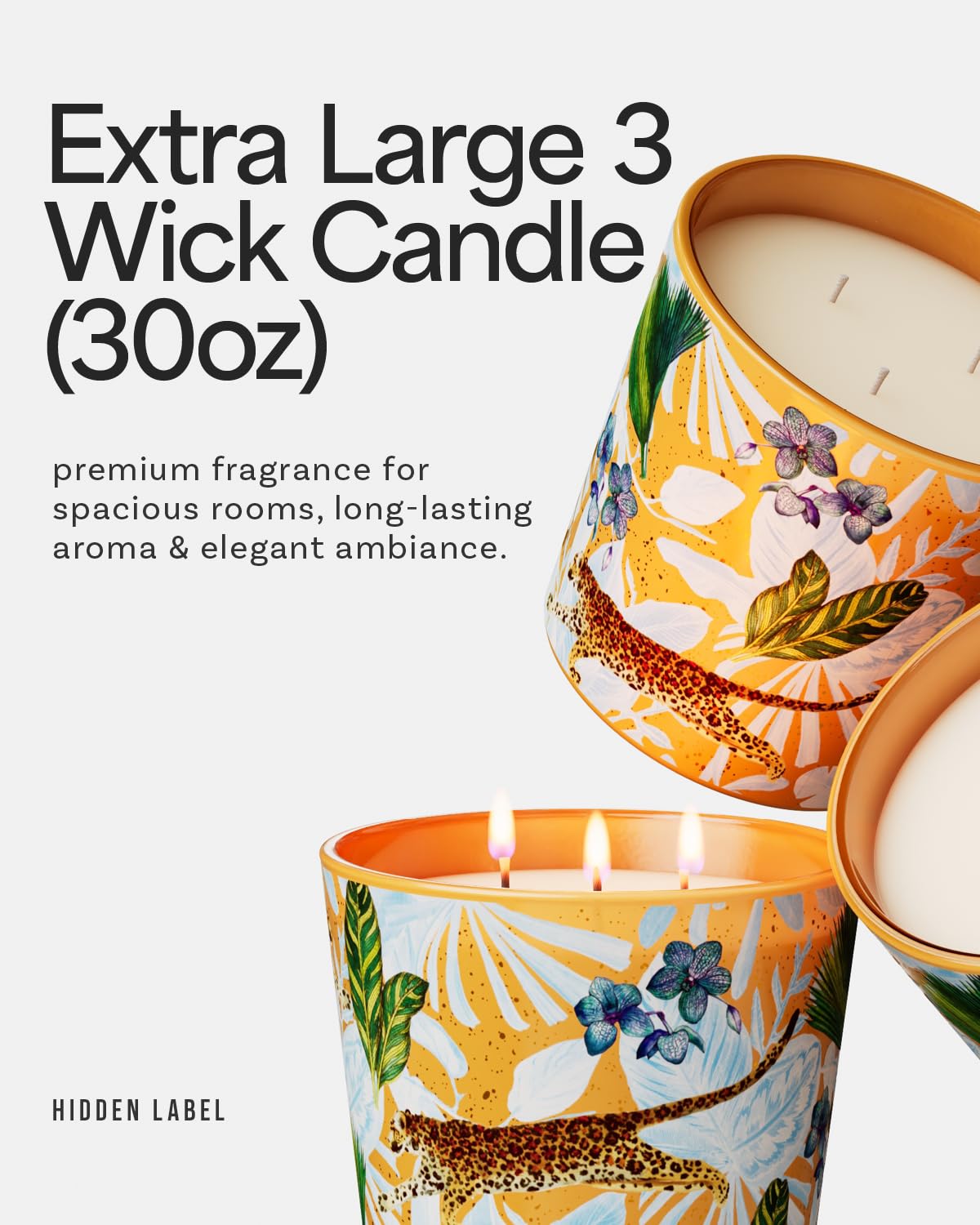 Mandarin Peach Scented Candle, 30oz Natural Soy Wax Non Toxic, 3 Wick Large Aromatherapy Candles for Home Scented, 100+ Hours Long Lasting,Clean Brun, Luxury Canle Gift for Women,Stress Relief,SPA