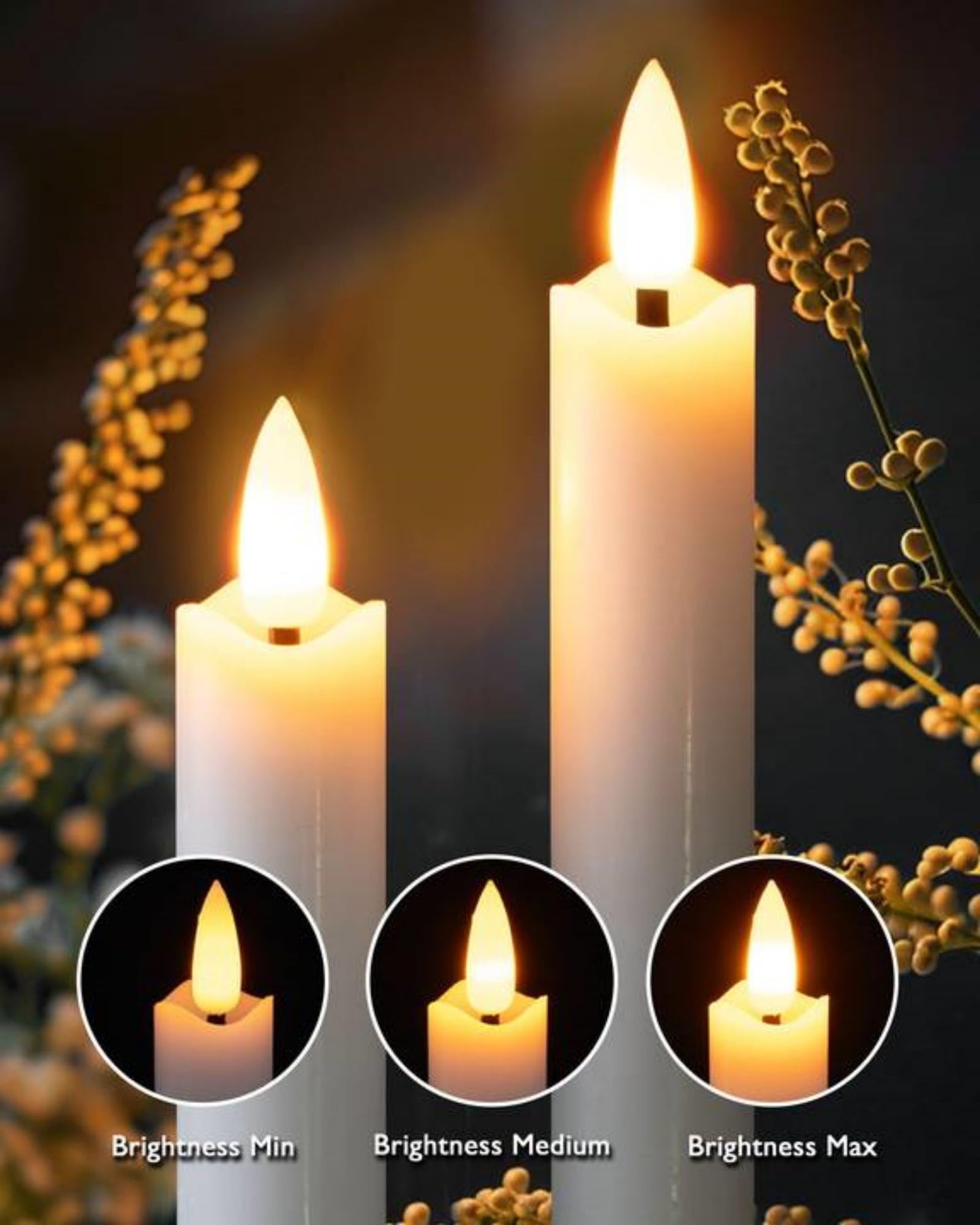 Homemory Real Waxy Flameless Taper Candles with Remote Timer, LED Candlesticks Flickering, Battery Operated Candles with Holders, 9.6 Inches for Home Christmas Wedding Celebration Decor, White, 6 Pcs