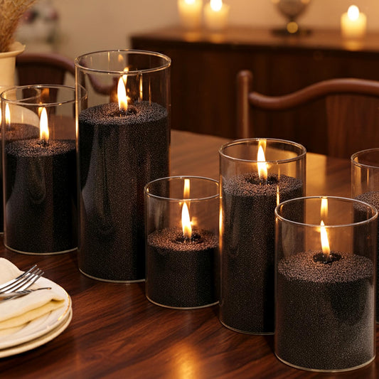 LAMORGIFT 8LB Black Candle Sand- Pearled Candles with Wicks (50 Pcs) & Wooden Spoons, Candle Beads, Sand Wax, Candles Unscented for Powder Candle Making, Refill Kit