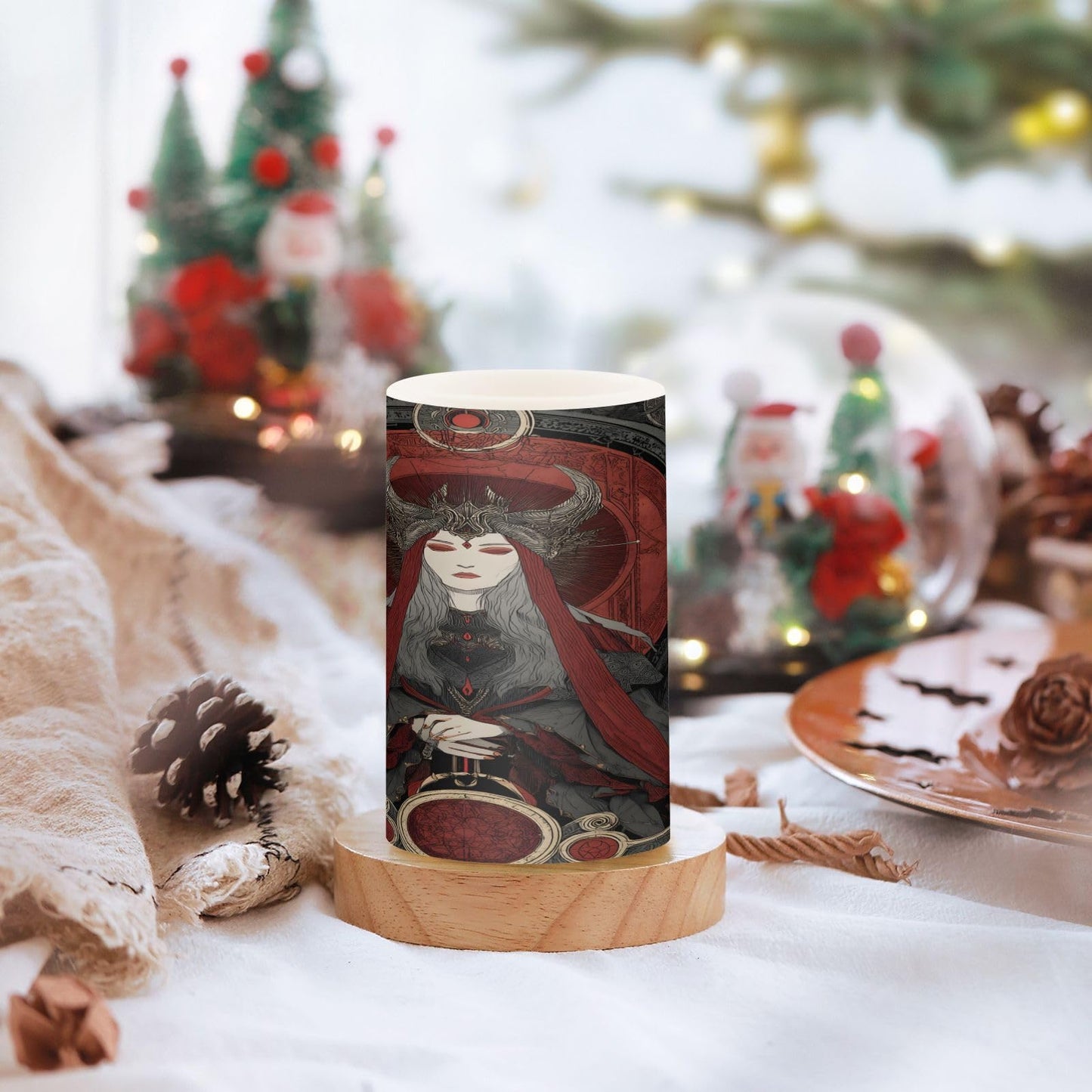 ALAZA Flameless Candles with Remote Timer,Red Grey Girl Queen Battery Operated Candles Set of 2 LED Tea Lights Flickering Pillar Votive Candles for Indoor Outdoor Decor