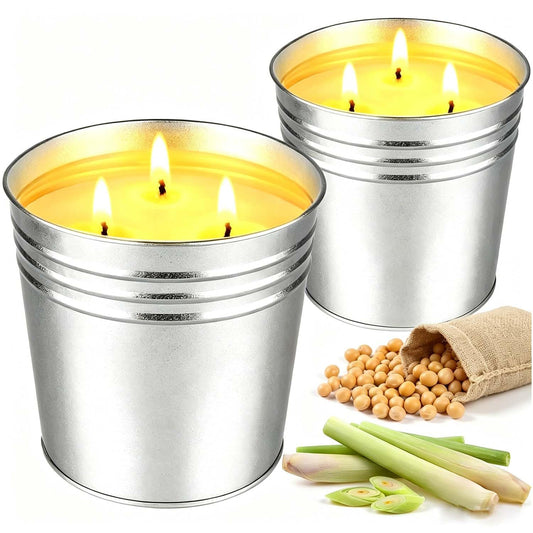 Citronella Candles Outdoor – 2 x 17 oz Large 3-Wick Outdoor Candle, Up to 180 Hours Burn Time, Lemongrass Scent for Outdoor Patio, Garden, Yard, Balcony, Camping