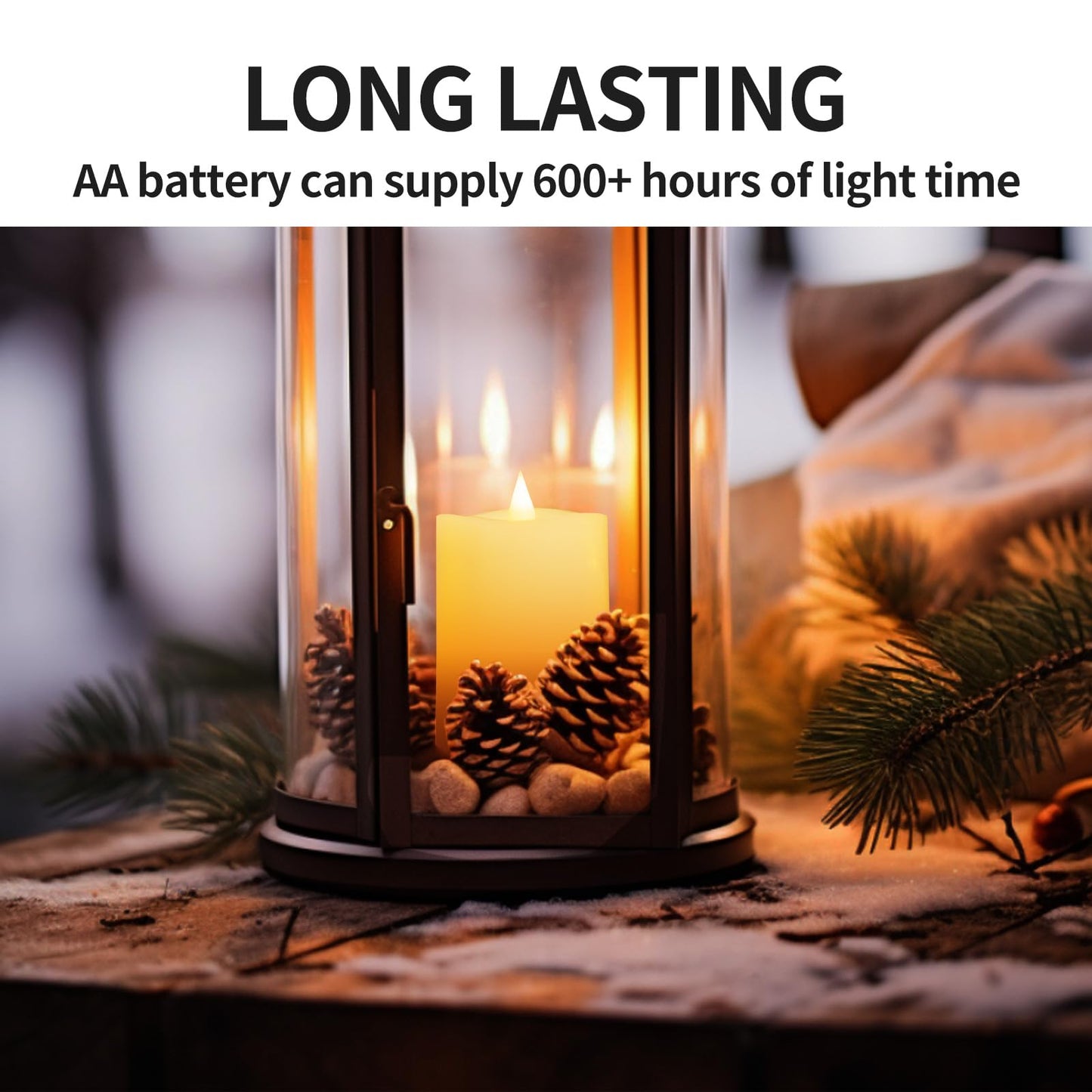 ASLDOIWEH 3x4 Flameless Candles Set of 1, 2AA Battery Life 600 Hours Battery Candles Flickering with Timer, 4 inch Flameless Candles with Remote for Indoor/Outdoor, White