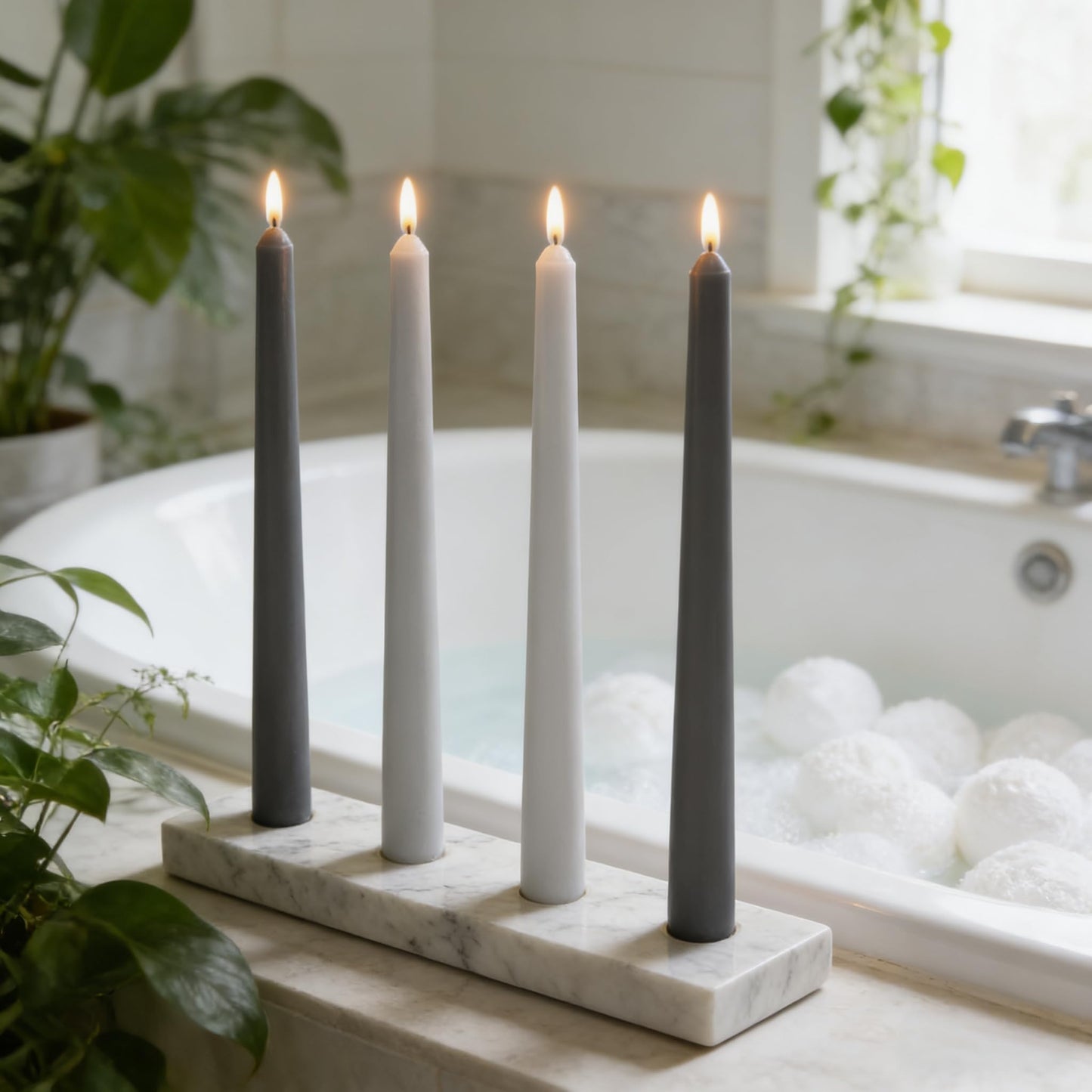 12-Pack Gradient Grey Taper Candles, 10 Inch Unscented Dripless Candlesticks, Long-Lasting Burn Time of 7-8 Hours, Perfect for Dinners Parties Home Décor
