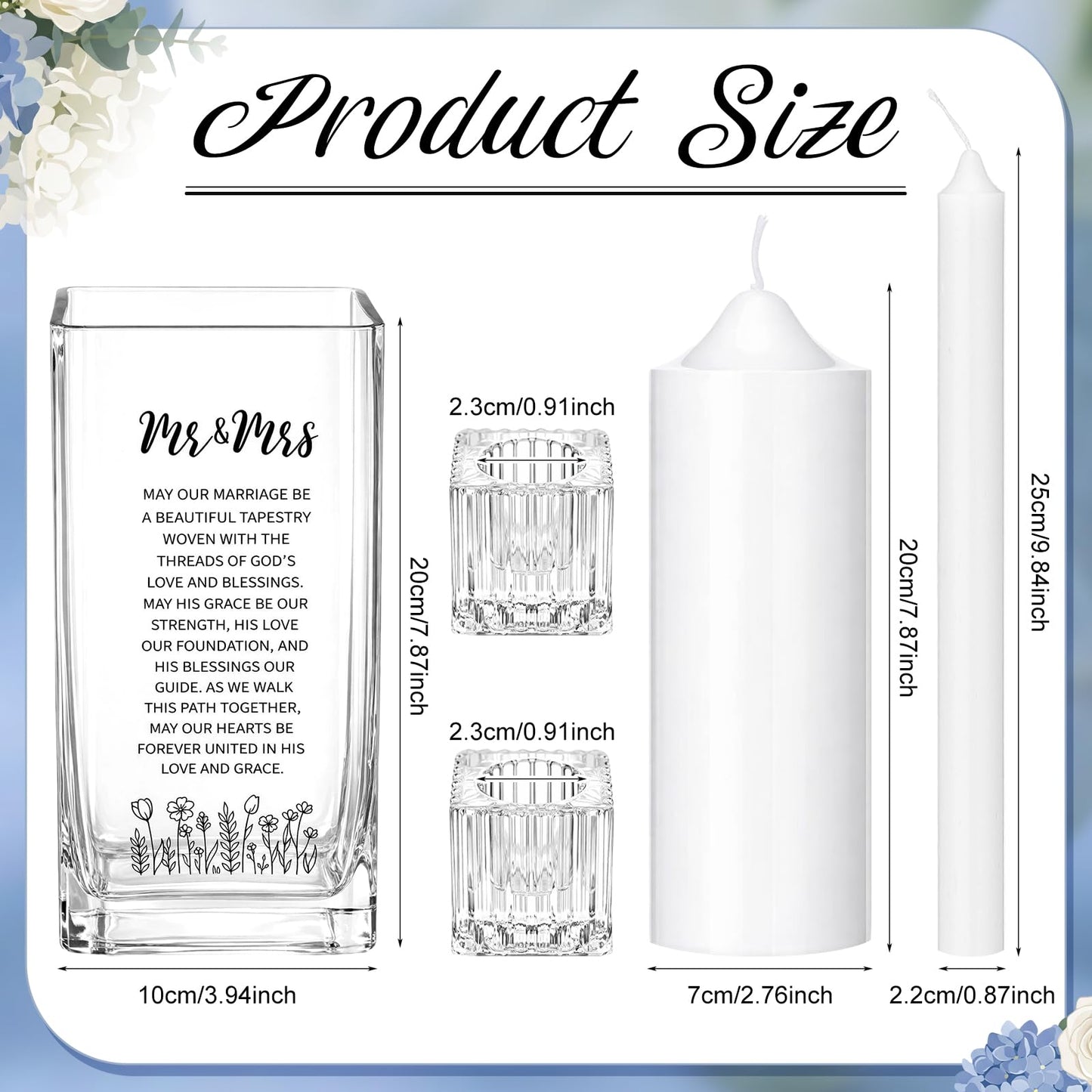 Irenare Unity Candles with Holder for Wedding Ceremony Unity Candle Set Wedding Table Decorations Accessories for Formal Events Church(Glass Dome)