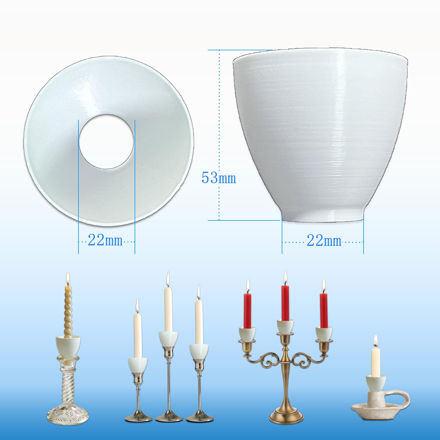 PenKooy 30Pcs Disposable Candle Drip Protectors for Taper Candles, White Plastic Wax Catchers for Candle Holders, No-Clean-Up Unscented Candle Accessories for Wedding Party Home Decor