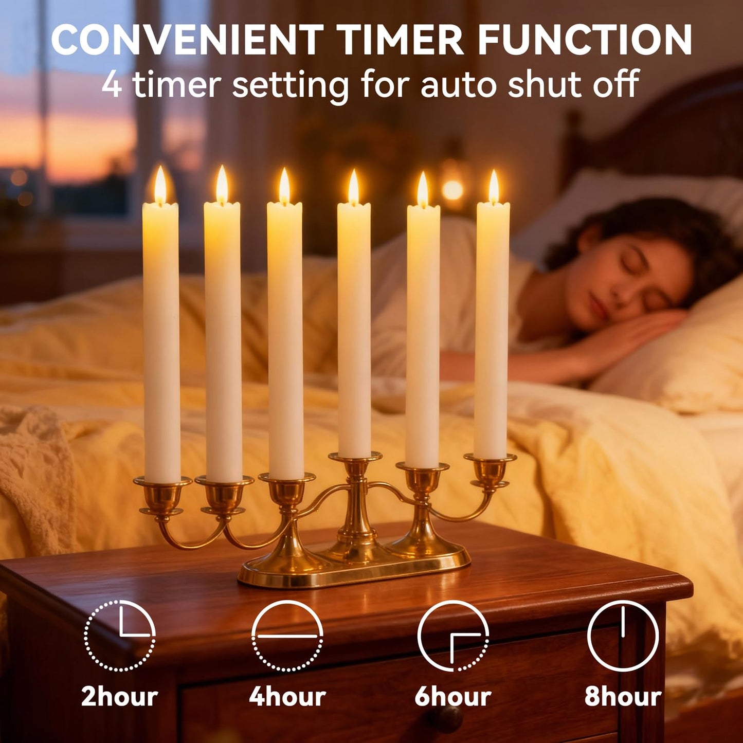 SUNGEGE Flameless Taper Candles 9.9 Inch Battery Operated – 6 Pack Beige Realistic Flickering Flame Remote Control Dimmable LED Candles with Timer for Chandelier Candelabra Wedding Holiday Decor