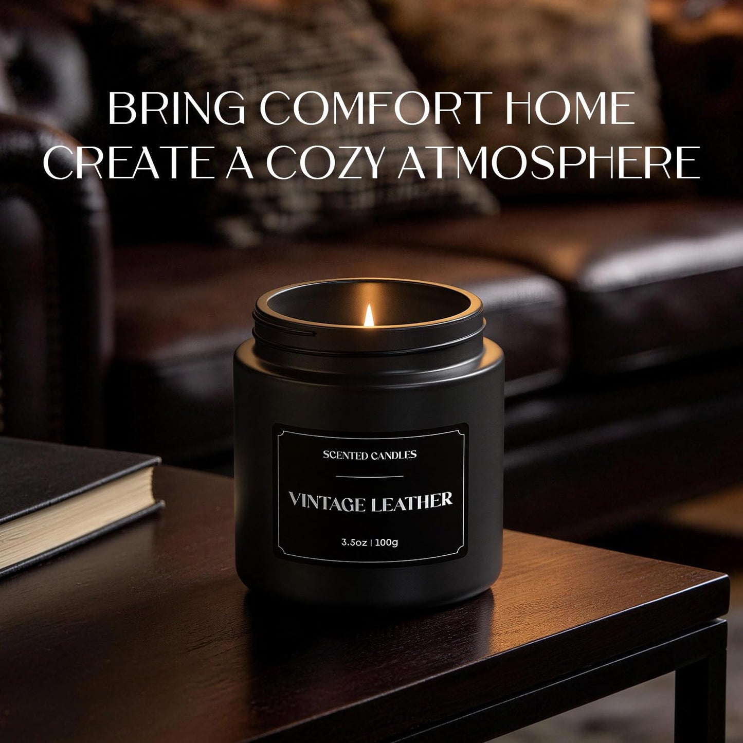 NORVENCE Scented Candles Gift Set, Stress Relief Candles for Home, Premium Soy Candle Set, Candles for Men and Men, Birthday Gifts (Black, 7 oz)