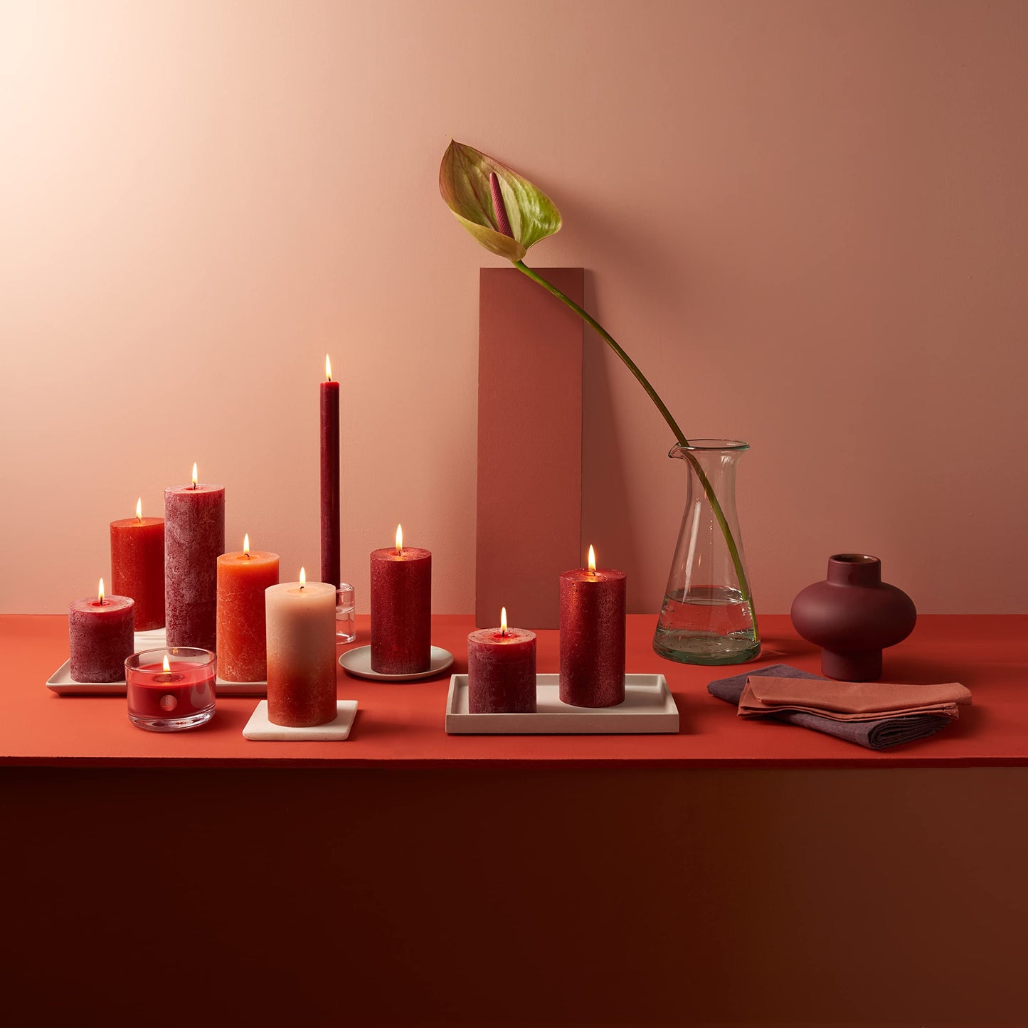 Bolsius Tapered Dinner Pillar Candles - Pink - Pack of 9 - Long Burning Time of 13 Hours - Household Candle - Interior Decoration - Unscented - Natural Vegan Wax - 27 x 2.3 cm - Mother's Day
