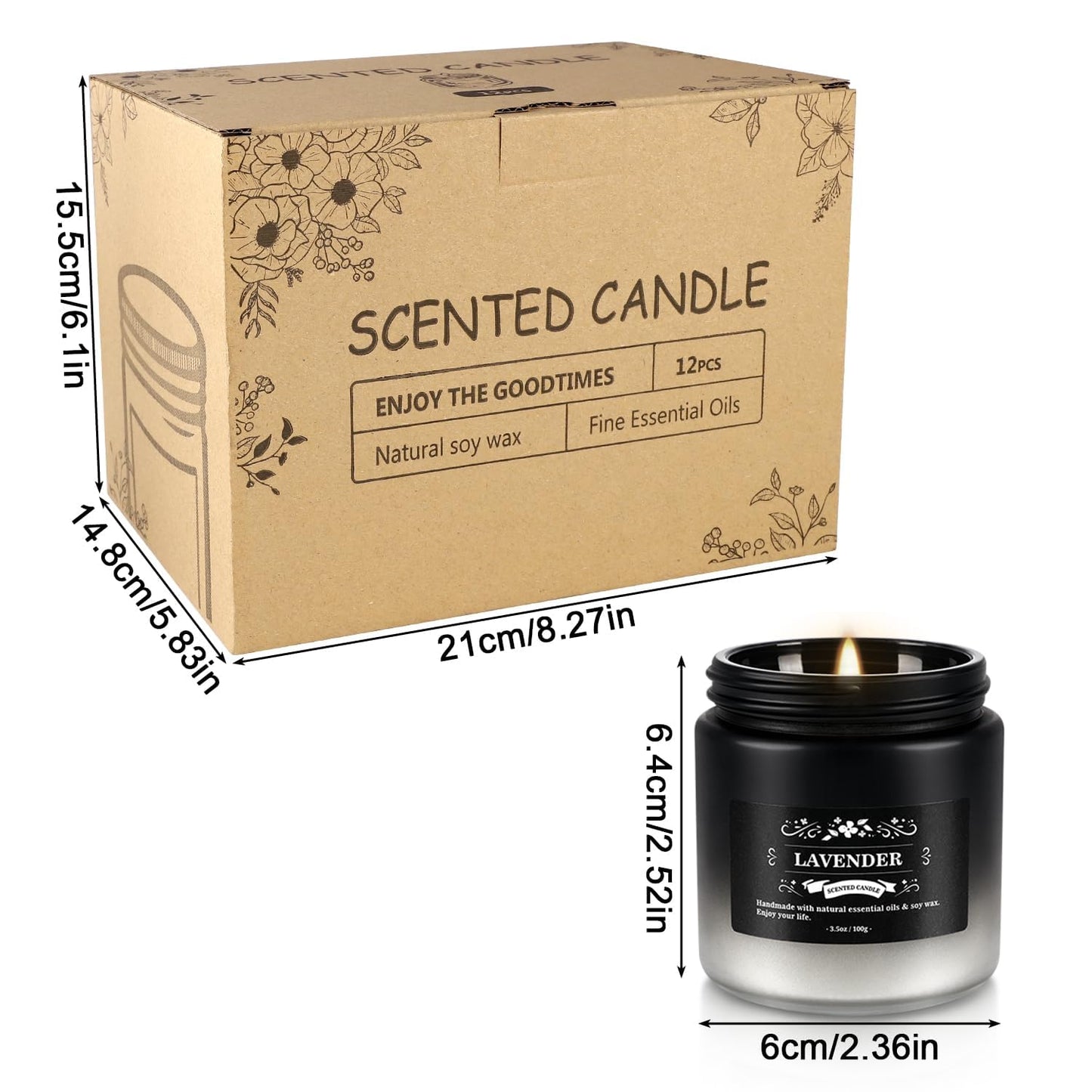 Fclayvts Scented Candles Set - 24 Pack Black&White Men Candles for Home Scented, 3.5 oz, Aromatherapy Soy Candle Gifts Set for Men, Birthday, Valentine, Christmas, Anniversary Present for Him