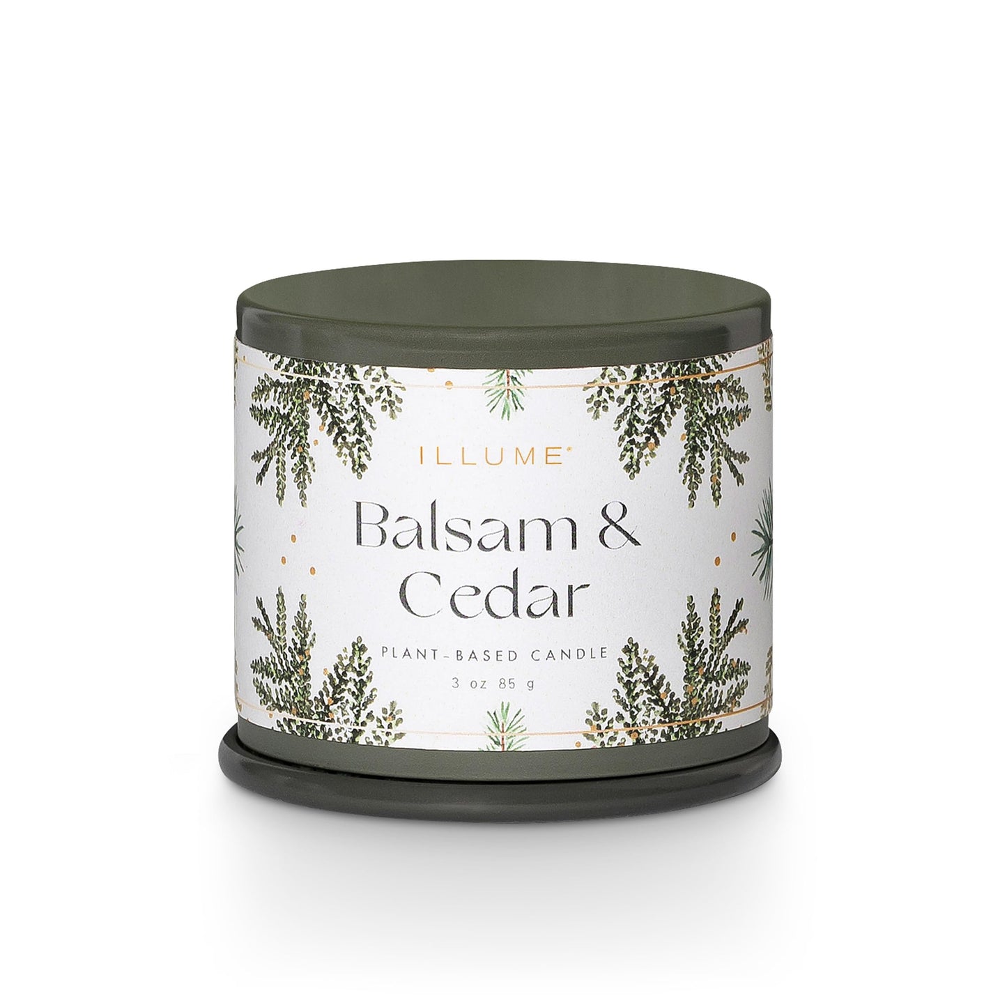 Illume Demi Vanity Tin Candle, Balsam & Cedar, Signature 3 oz.