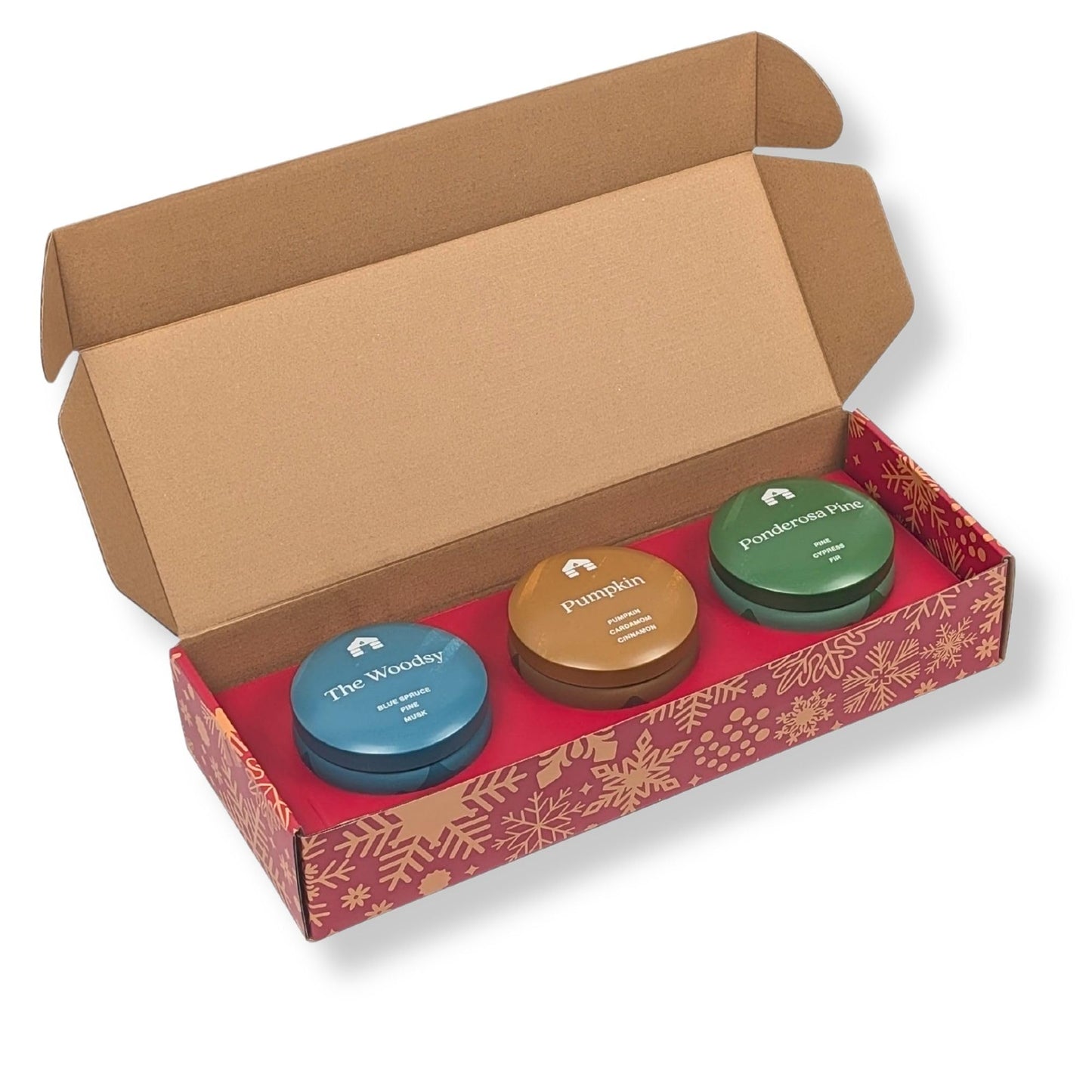 Bluecorn Aromática Holiday Candle Gift Set, 3 Tins Pumpkin, Ponderosa Pine & The Woodsy, Vegan Coconut Wax, Clean Burning & Long Lasting Candles, Candle Set, American Made, 3 Ct, 8 Oz Each