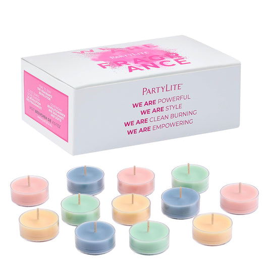 PartyLite Tea Lights Sampler, Ginger and Coconut with Lavender Scented Candles, Gift Set of 12, Aromatherapy with up to 4 to 6 Hours Burn Time, Ideal for Home Decor, Holiday Gifting and Celebration
