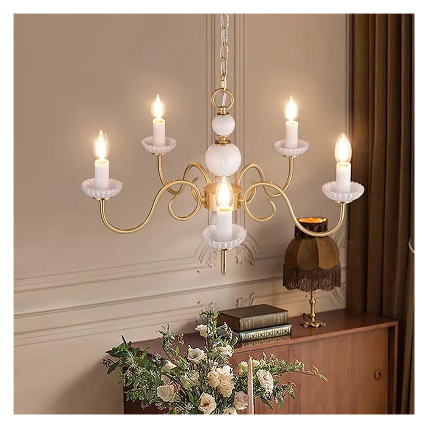 French Retro Copper Led Chandelier European Vintage Hotel Lobby Villa Banquet Hall Living Room Brass Candle Pendant Light,Comfortable Lighting