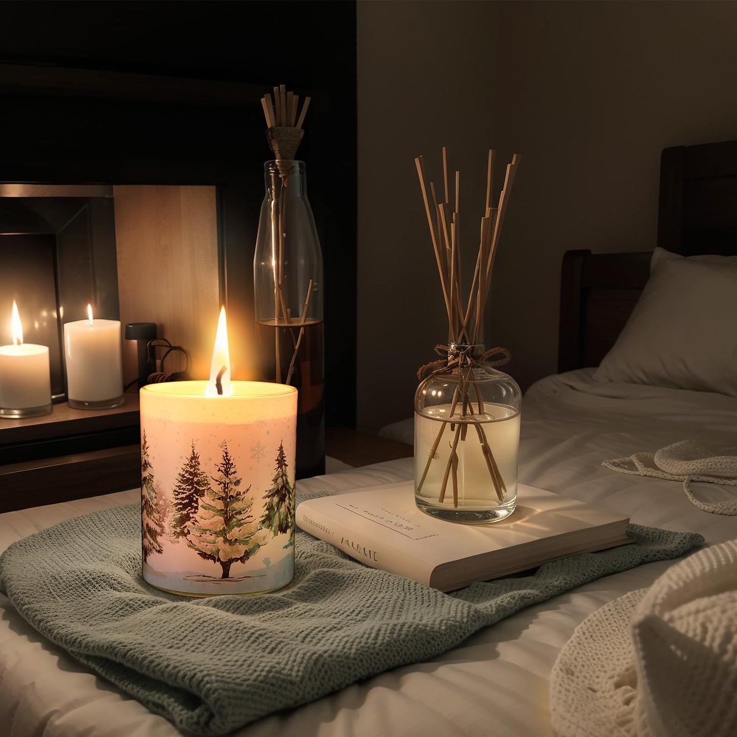 Electricwise Christmas Scented Candle Gift Set for Women, Candles Can Change Into 7 Colors, Winter Candle with 7.6oz Soy Wax Fir Holiday Candles for Christmas Women Gift(Snow Forest)