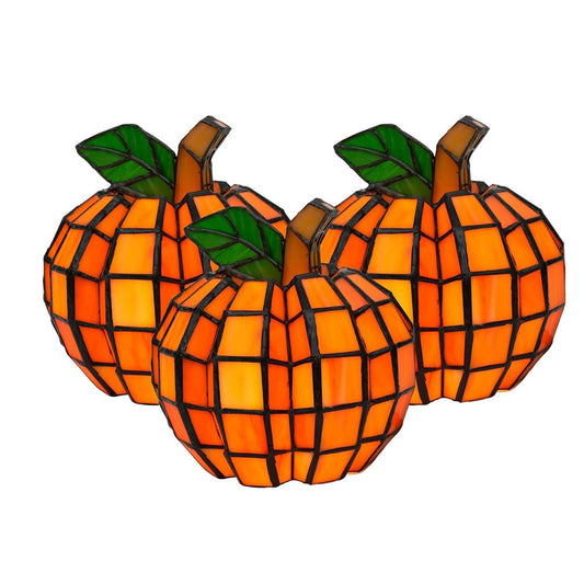 Tednrk Halloween Party Reading Book Lamp Ghost Night Light Stained Glass Pumpkin Lamp Gothic Table Lamp Indoor Fall Decor Halloween Decorations for Party or Gifts (Multicolor 03-3PC)