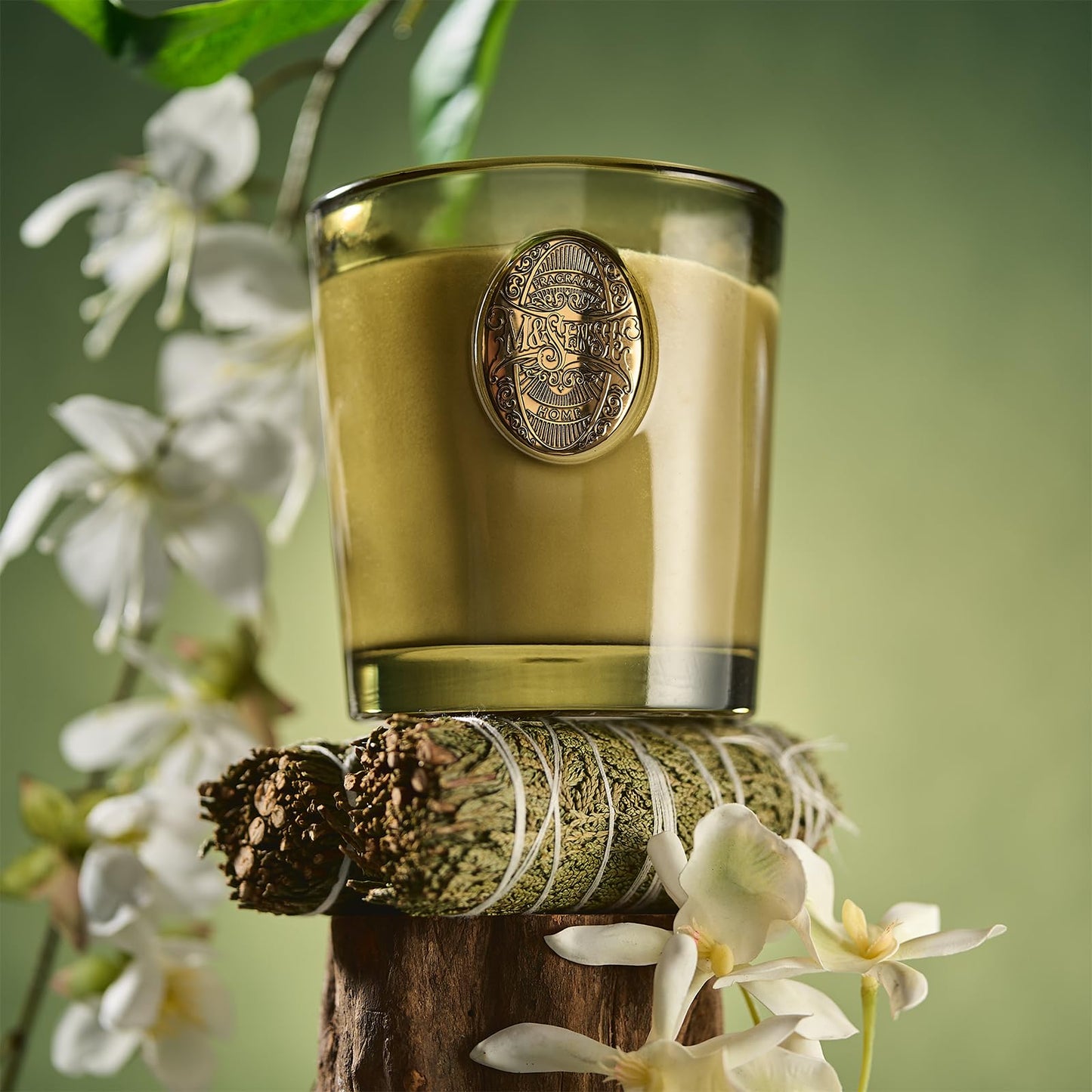 M&SENSE Natural Strong Soy Candle | Sandalwood Jasmine & Green | 9.2 oz, 50H Burn Time | Luxury Candle for Relaxation, Gifting, Home Décor | Candles for Mothers Day Gifts