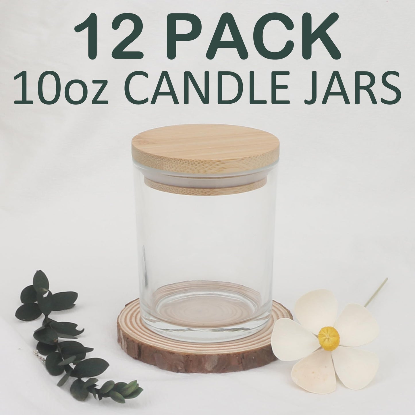 MILIVIXAY 12 Pack 10 OZ Clear Thick Glass Candle Jars with Lids - Bulk Empty Candle Jar for Making Candles - Spice, Powder Containers.