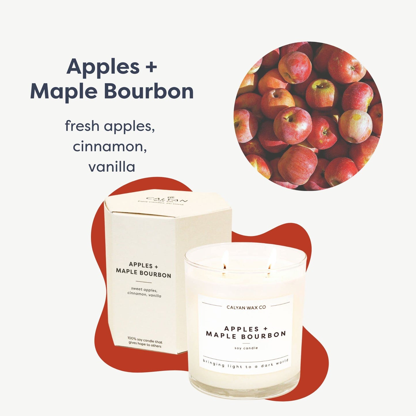 Calyan Wax Co. Apples & Maple Bourbon 2 Wick Scented Candle - 37 Hour Burn - Luxury Clean Soy Wax Candles - Long Lasting Large Glass Jar Candle for Home - 8.8oz