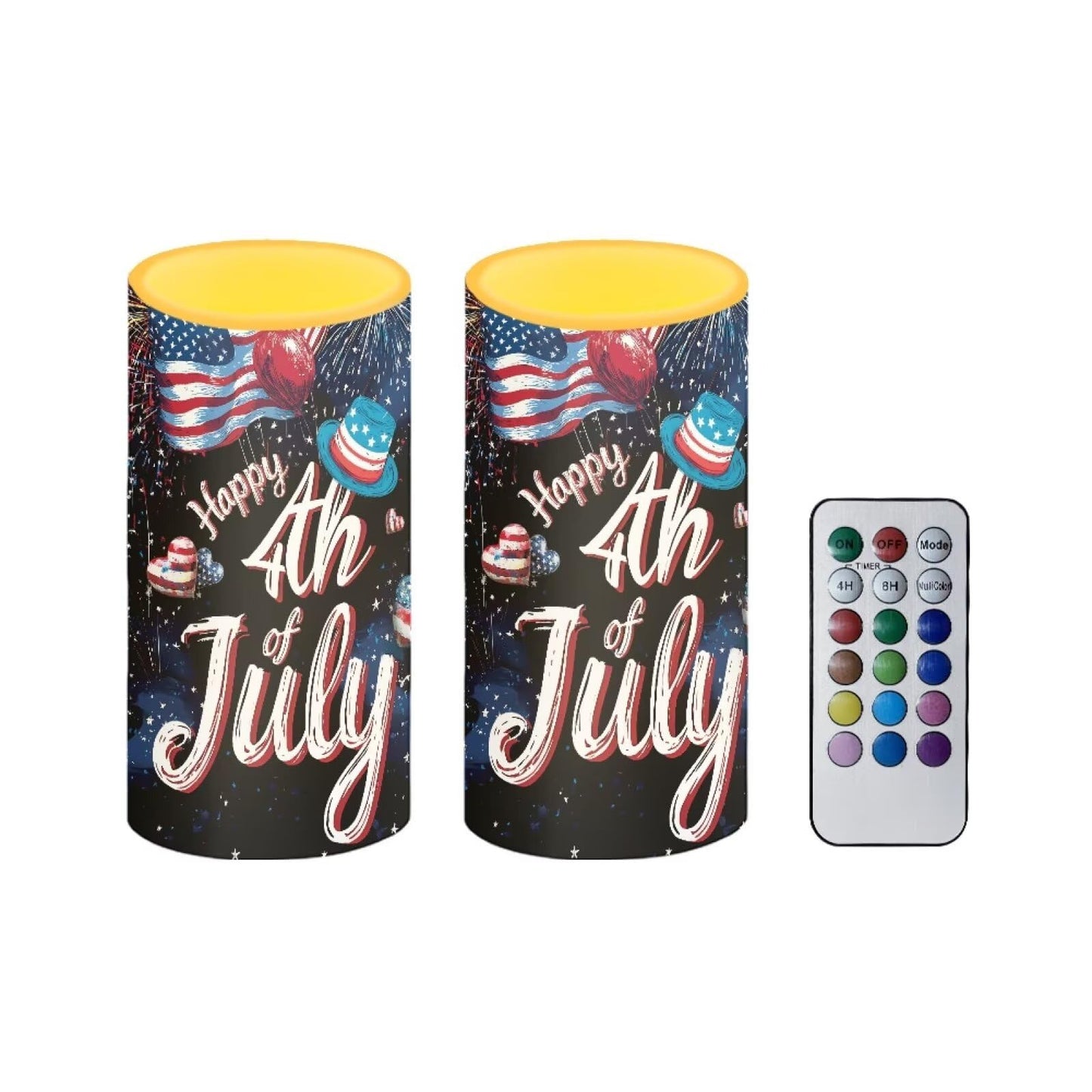 Luarisgur Happy 4th of July Flameless Candles with Remote American Flag LED Candles Battery Operated Electric Candles Flickering Warm Light for Home Bedroom Living Room Patriotic Decoration