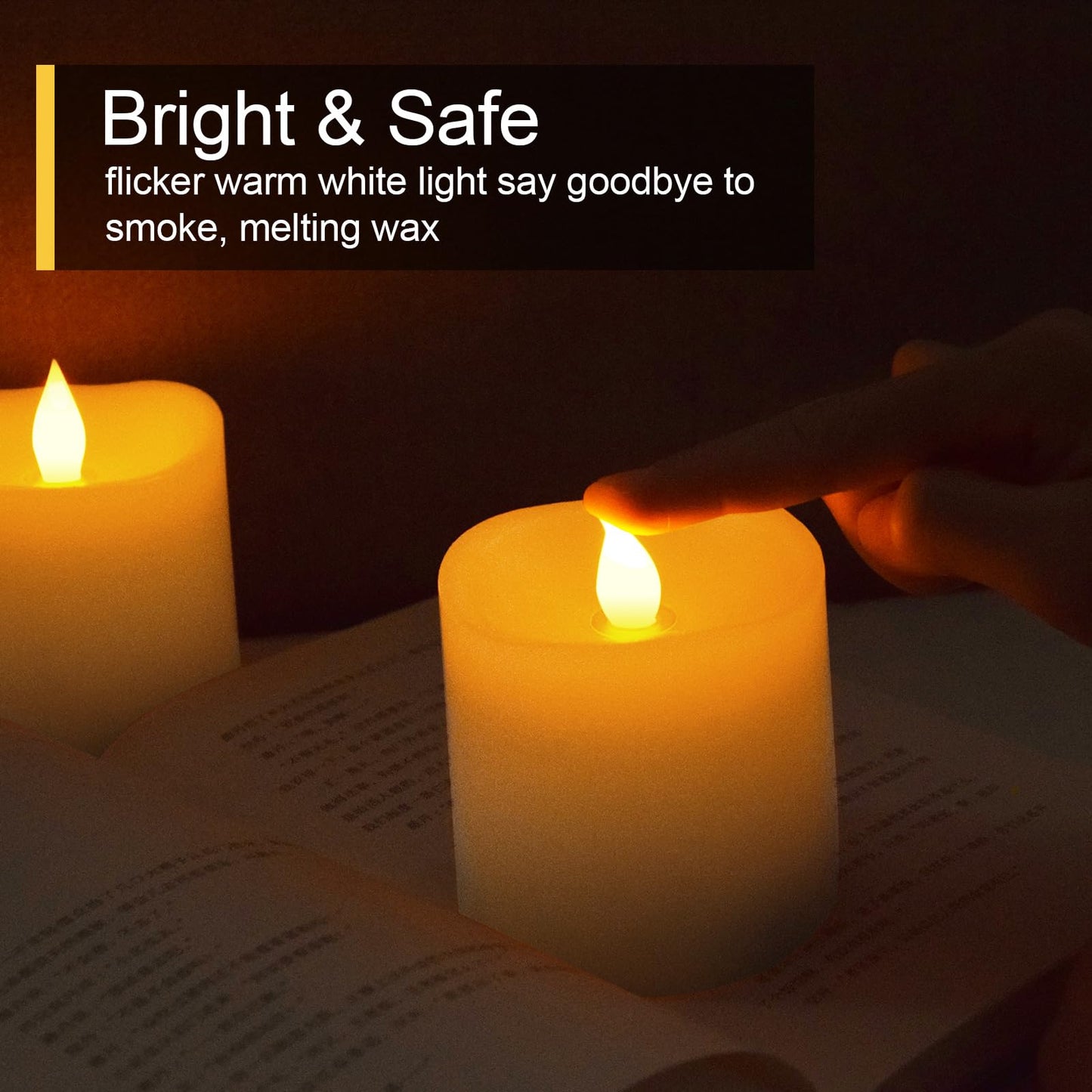 Genwelled Life Plus 3x3 Flameless Candles with Remote Set of 2, 3 inch Battery Candles Flickering with Timer, LED Pillar Candle for Indoor/Outdoor, Lvory White