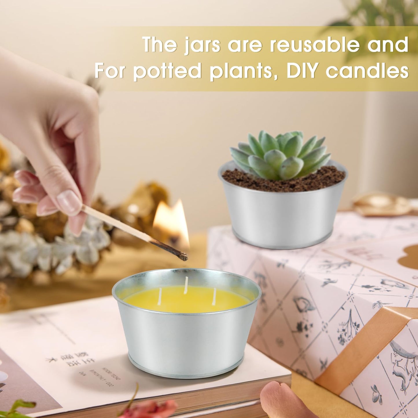 Large Citronella Candles Outdoor - Lemongrass Scented Candle Set 2 Pack Natural Wax Bucket Citronella Candles up to 180 Hours for Garden Patio Yard Home Balcony Camping Backyard
