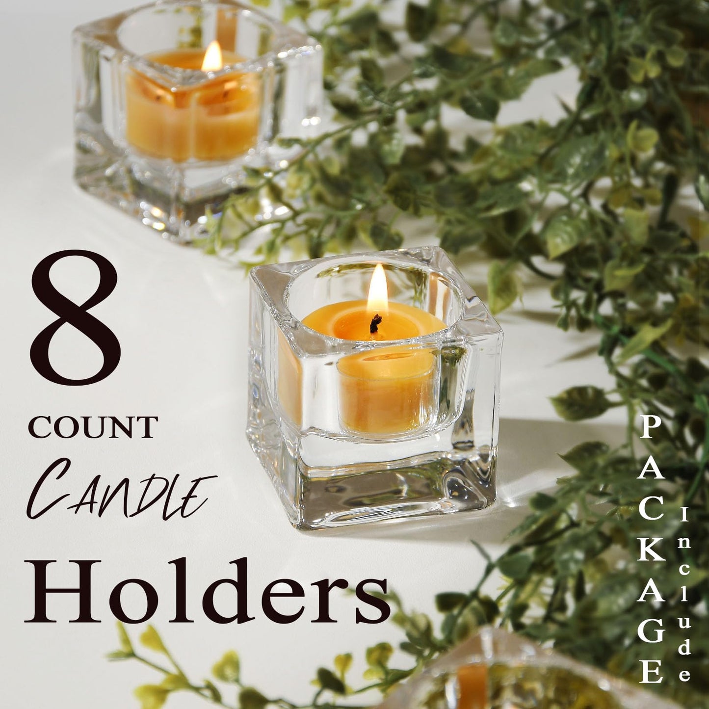 50 Candles +8 Glass Candle Holders