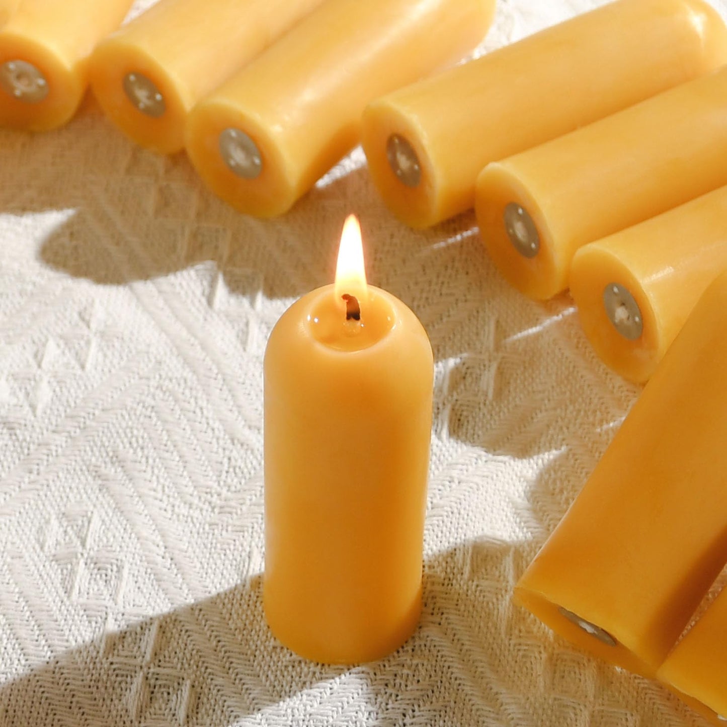 DEYBBY Beeswax Small Pillar Candles 6 Pack - Natural Bees Wax Travel Candles Bulk for Room Decor Blackout Housewarming Gift