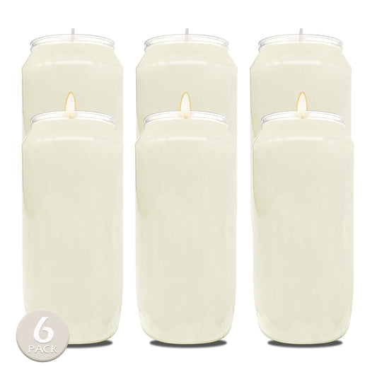 Hyoola 7 Day White Prayer Candles, 6 Pack - 6" Tall Pillar Candles for Religious, Memorial, Party Decor, Vigil and Emergency Use - Vegetable Oil Wax in Plastic Jar Container