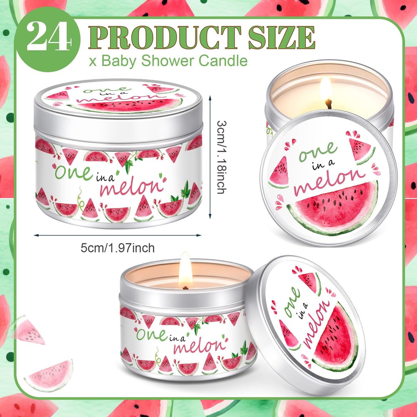 MTLEE 24 Pcs One in a Melon Baby Shower Party Favors Candles Lavender Scented Baby Shower Favors for Guests Rustic Tealights Candles Gender Reveal Return Gifts (1.2 oz, Red)