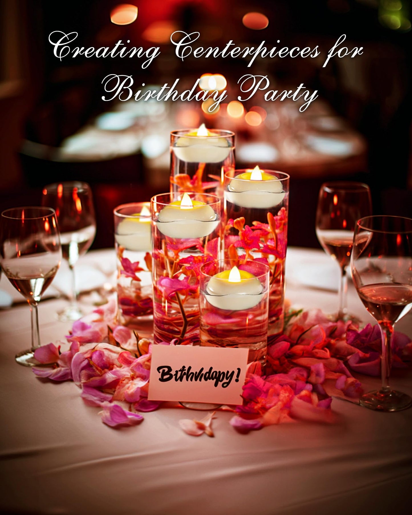 Homemory 2” Flameless Led Floating Candles, 200 Hour Plastic Battery Operated Flickering Waterproof Tealights for Cylinder Vases, Centerpieces at Wedding, Party, Pool, Holiday (12 Pack, White Base)